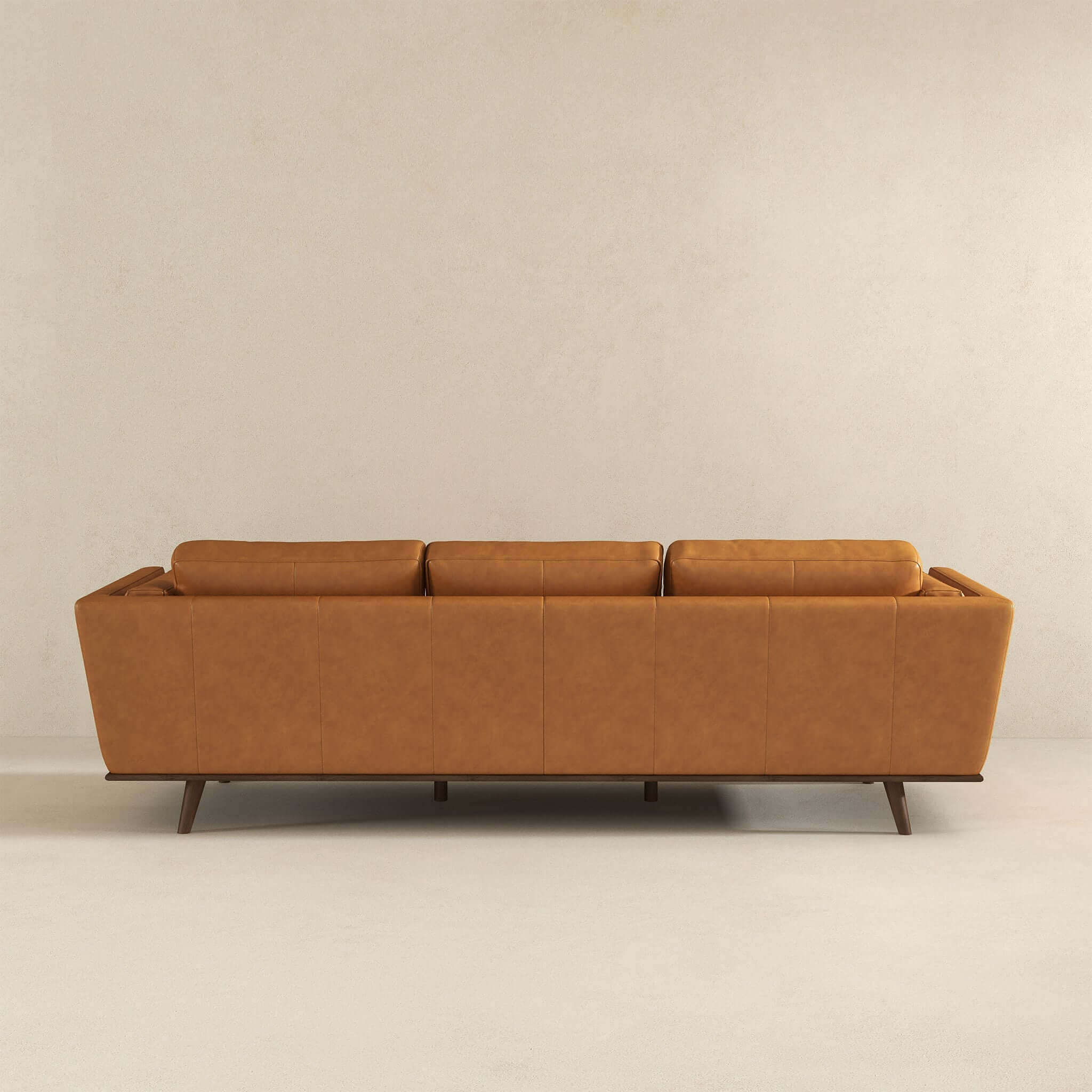 Chase Mid Century Modern Tan Genuine Leather Sofa - Image 6