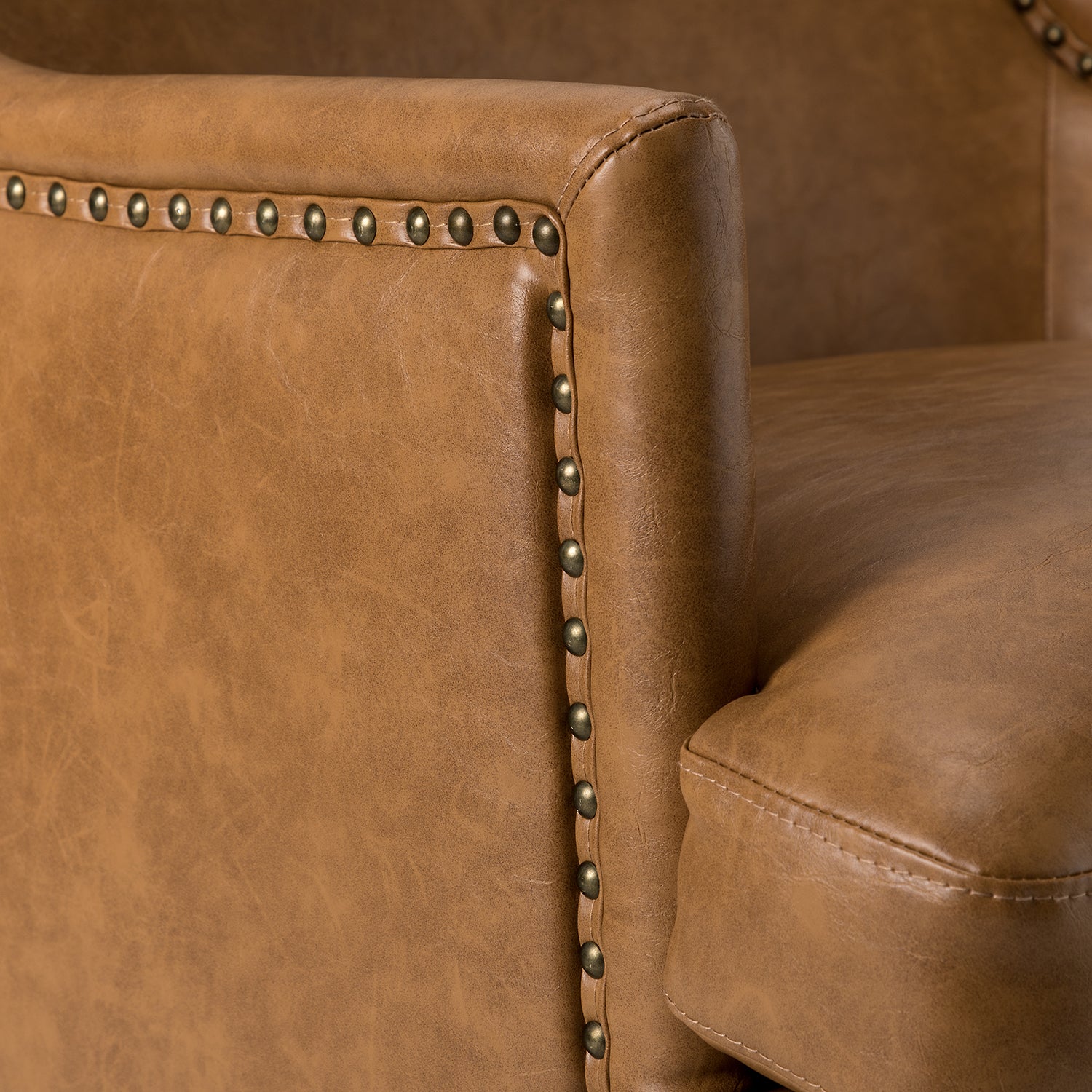 Laurenz Vegan Leather Armchair in Camel - Image 5