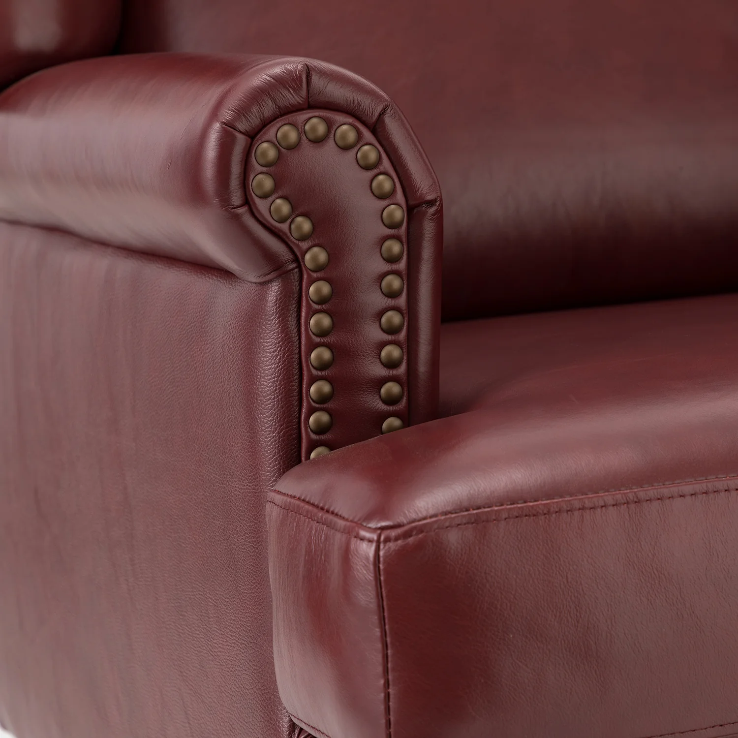 Baptist Genuine Leather Armchair in Burgundy - Image 5