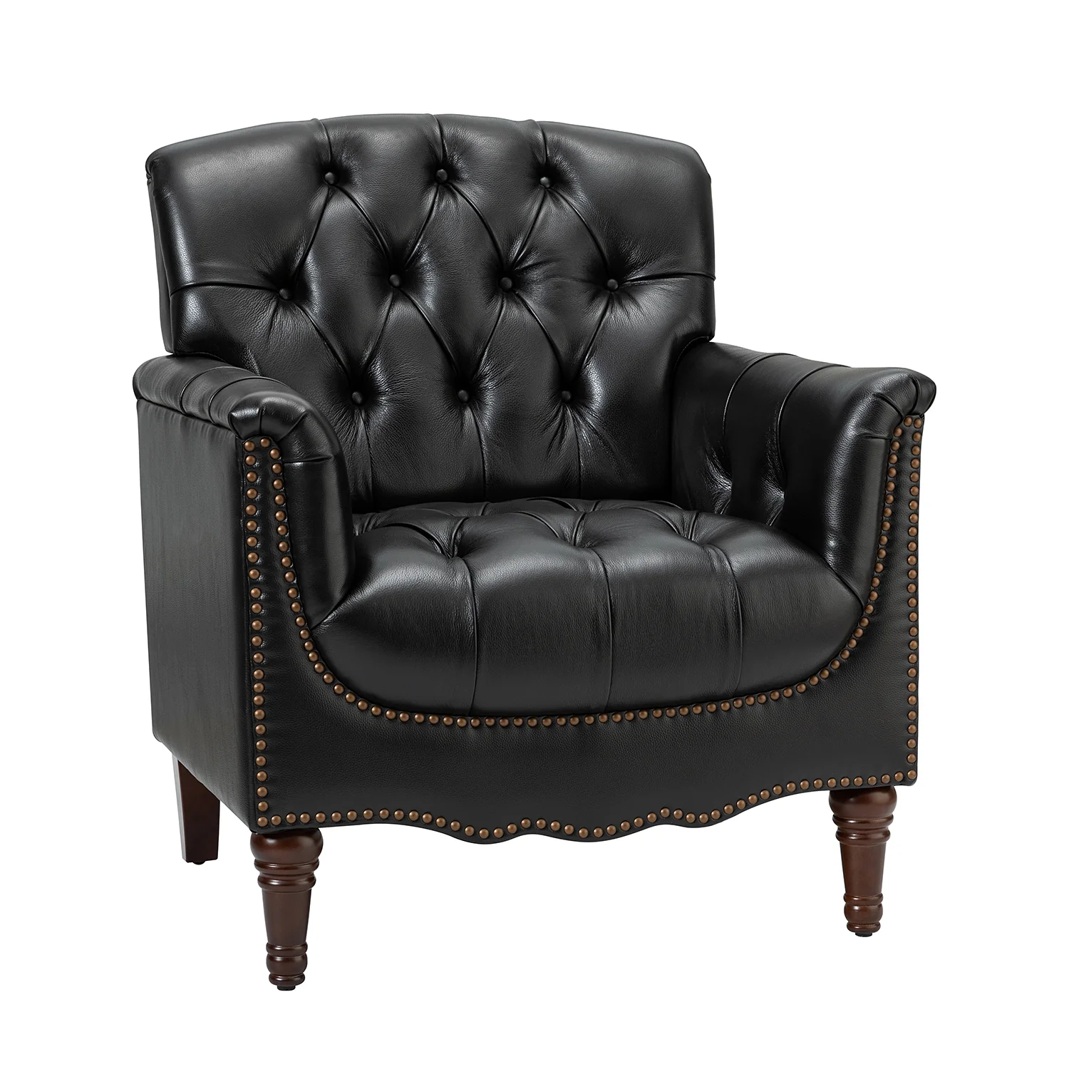 Elijah Genuine  Leather Armchair in Black - Image 2