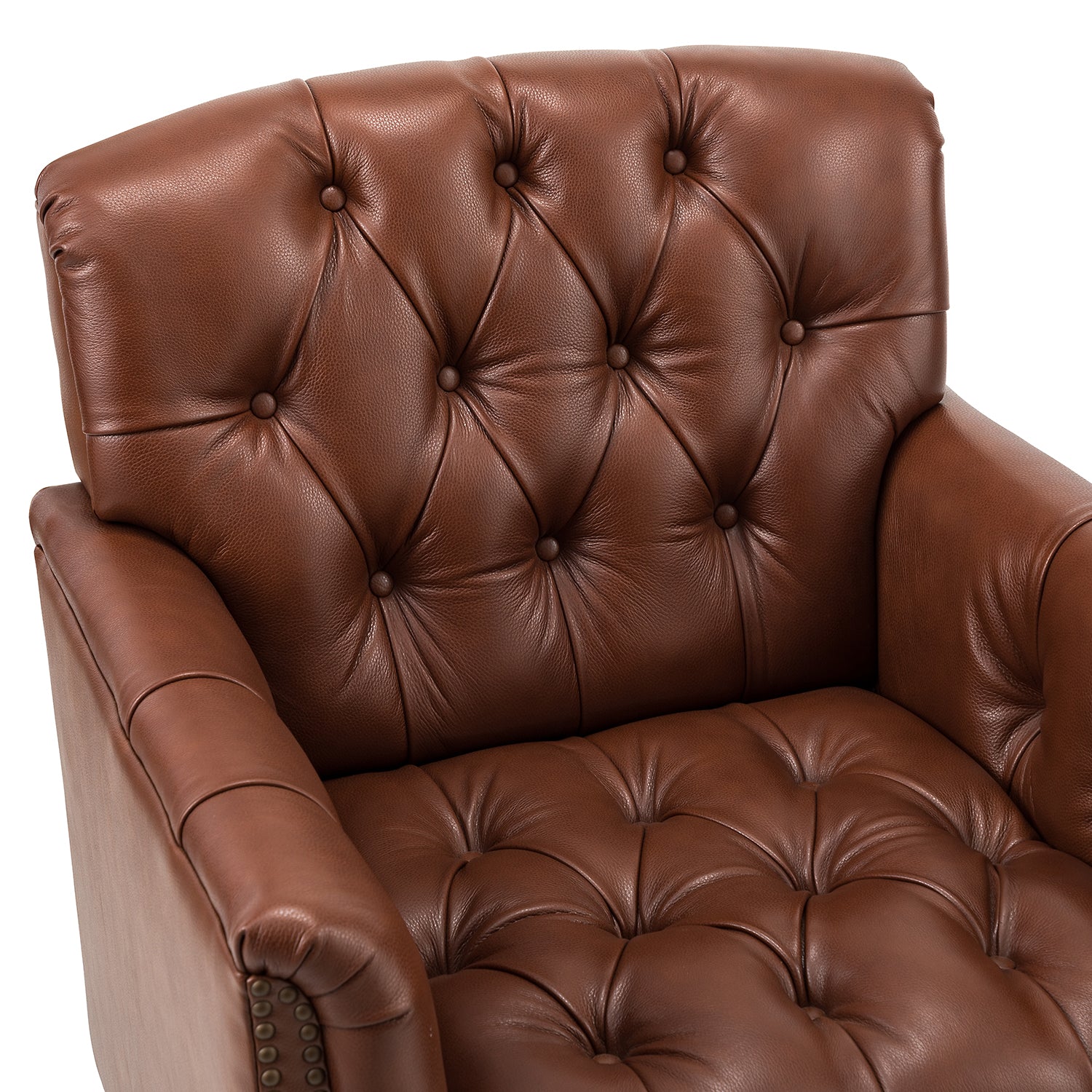 Elijah Genuine Leather Armchair in Brown - Image 6