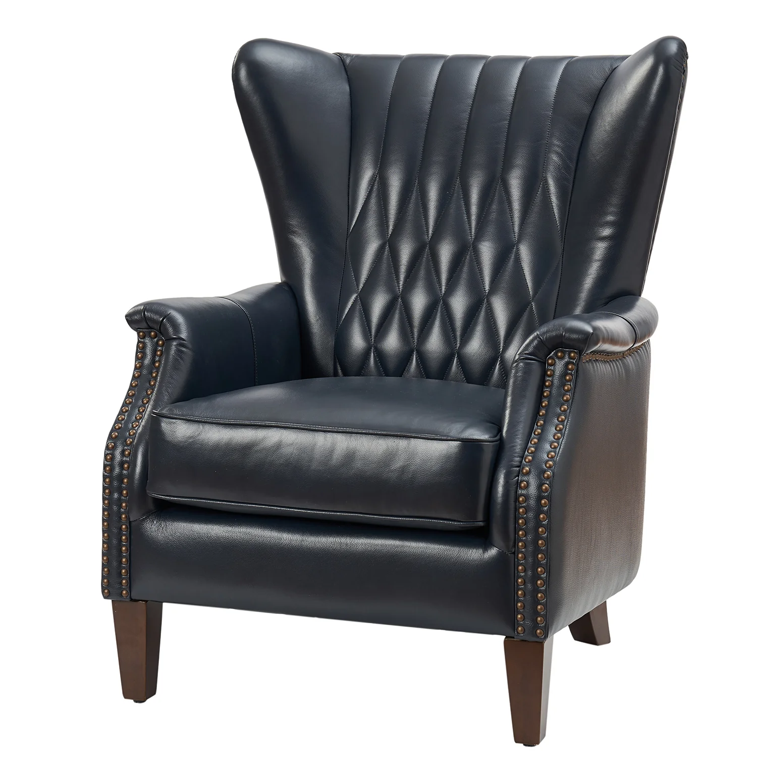 Xaver Genuine Leather Armchair in Navy - Image 2