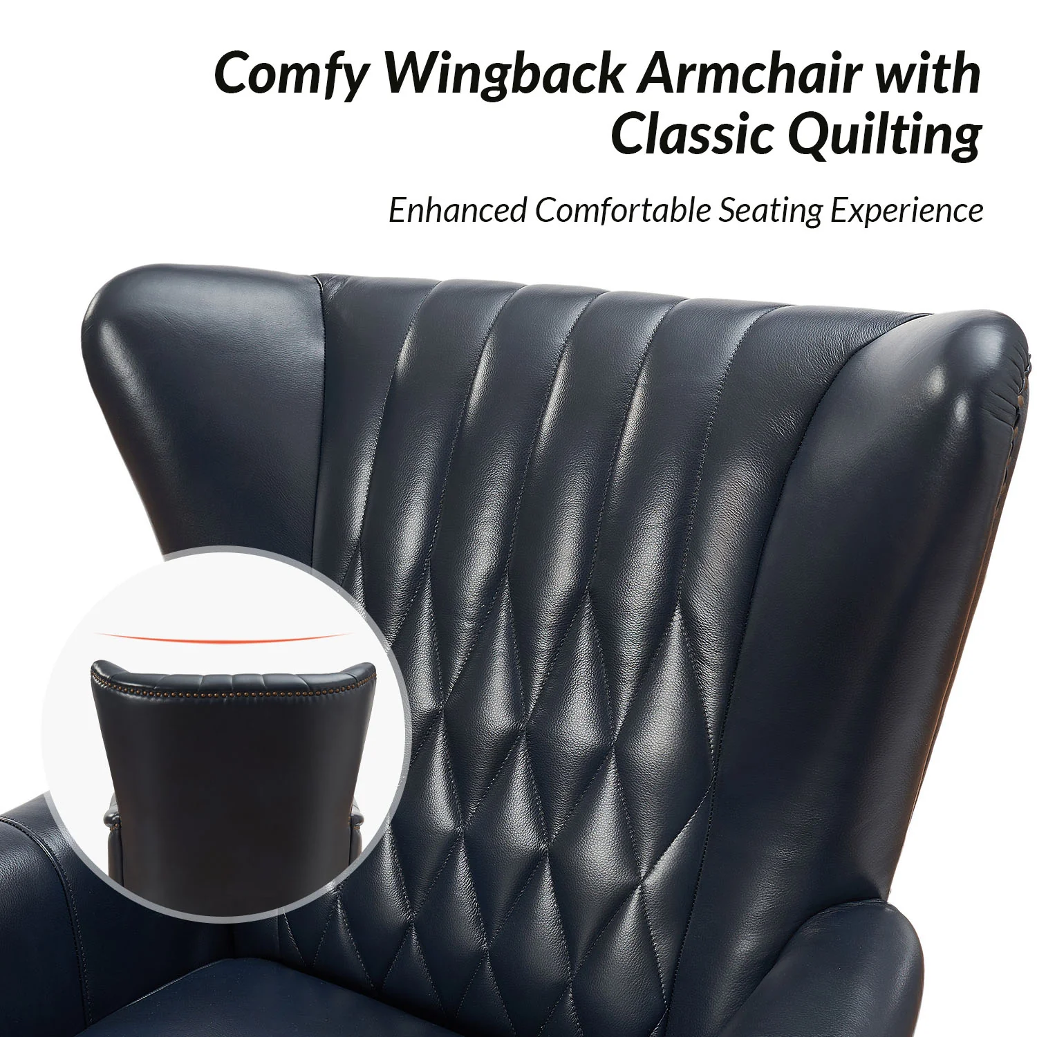 Xaver Genuine Leather Armchair in Navy - Image 6