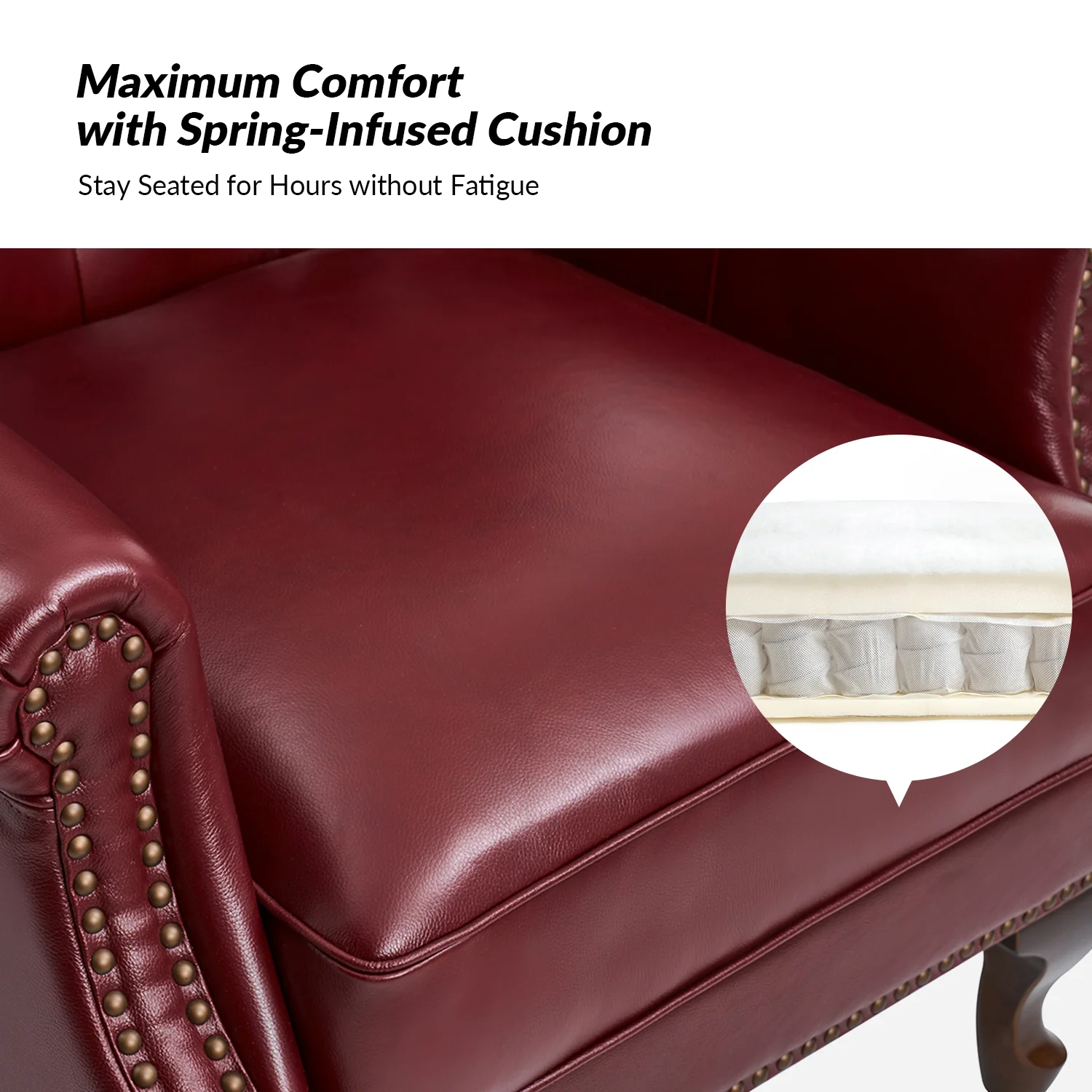 Anthony Genuine Leather Armchair in Burgundy - Image 4