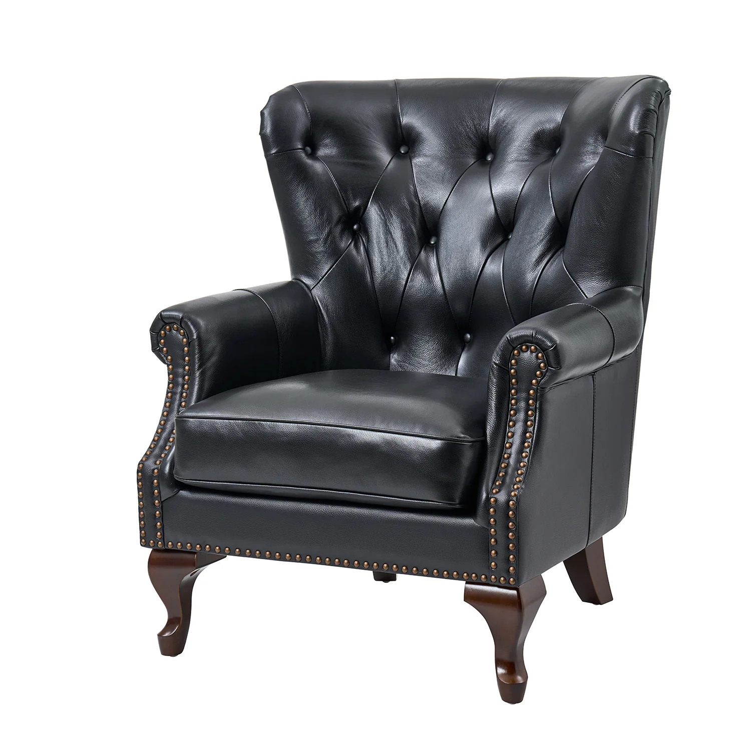 Anthony Genuine Leather Armchair in Black - Image 2