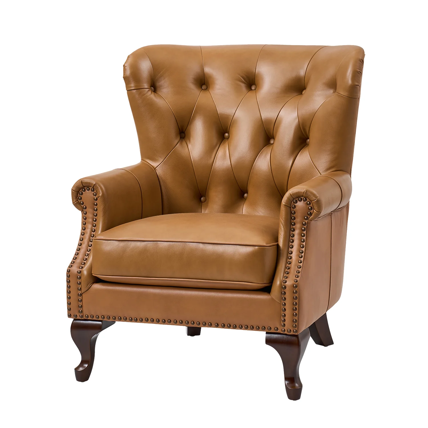 Anthony Genuine Leather Armchair in Camel - Image 2