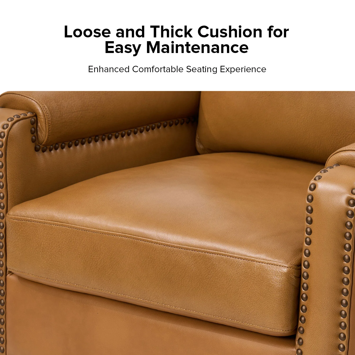Raimund Genuine Leather Armchair in Camel - Image 4
