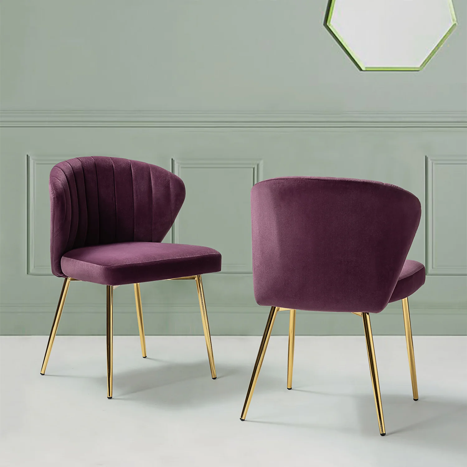 Milia Dining Chair Set of 2 in Purple
