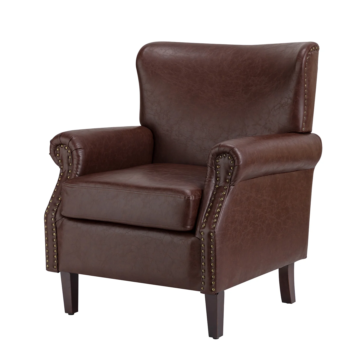 Lucas Vegan Leather Armchair in Brown - Image 2