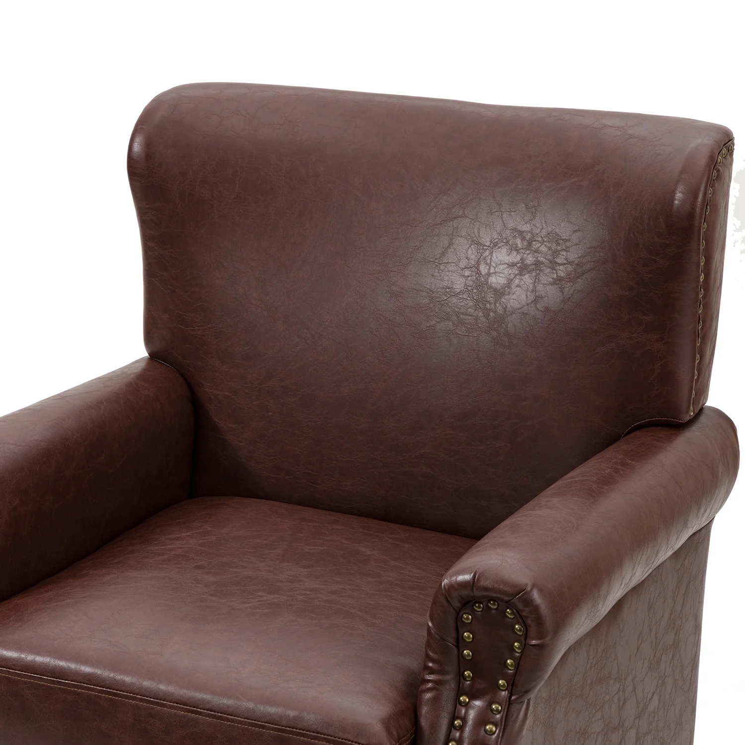 Lucas Vegan Leather Armchair in Brown - Image 6