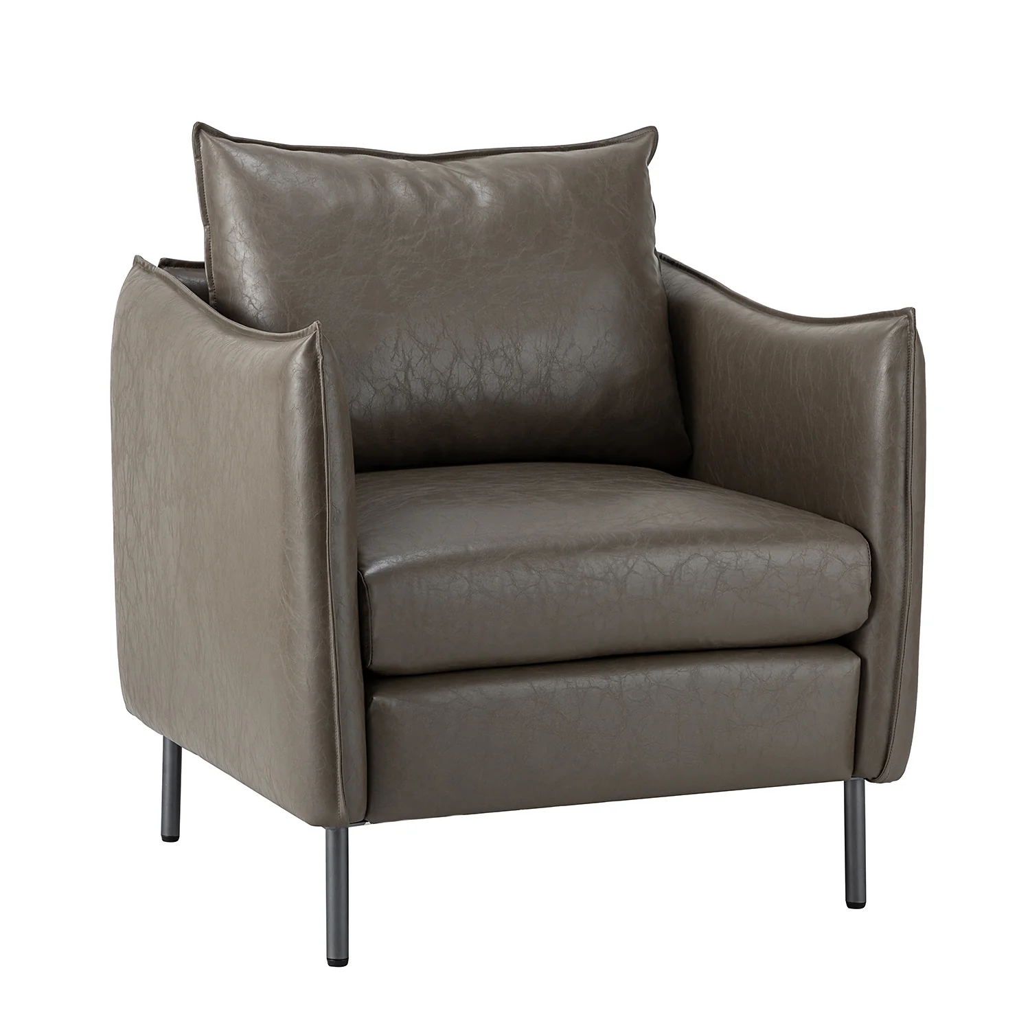 Georges Vegan Leather Armchair in Grey - Image 2