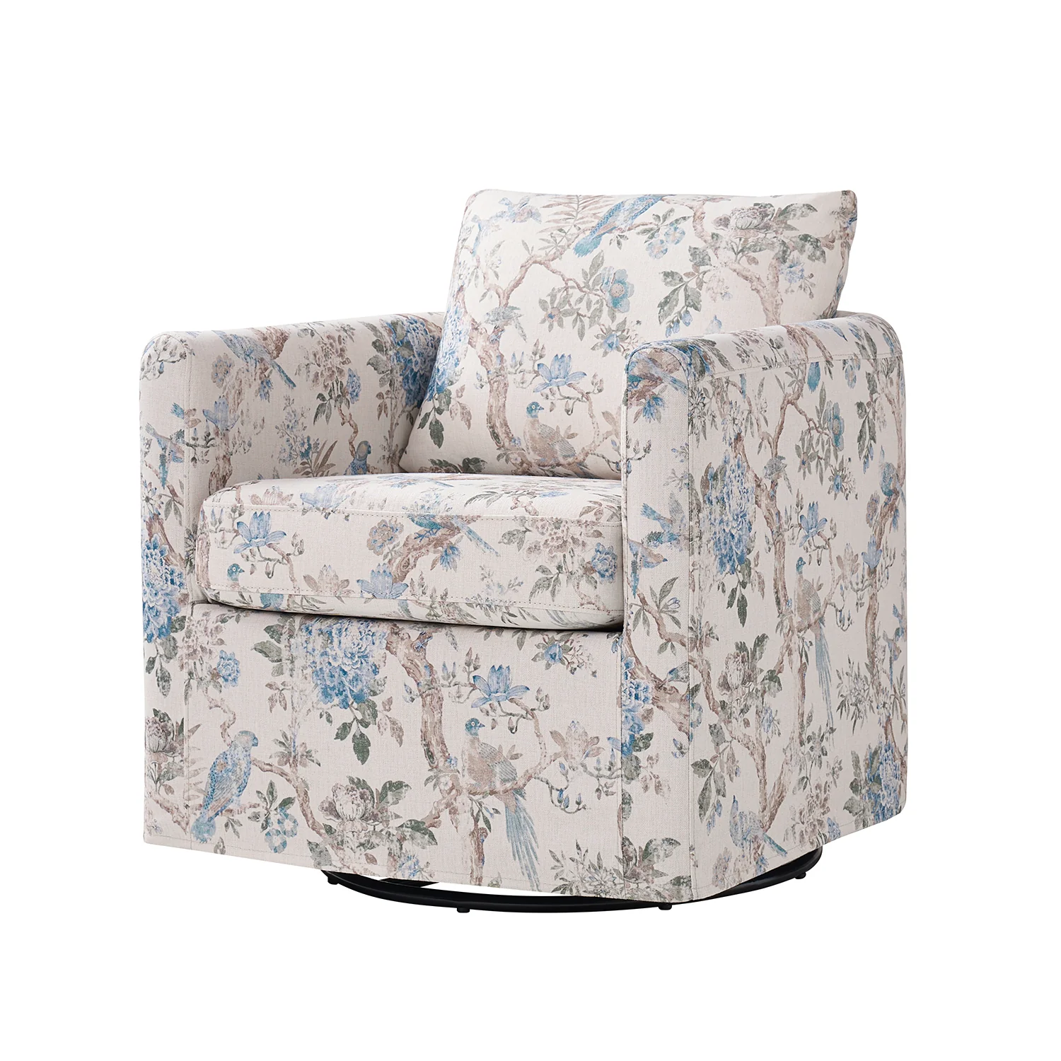 Armando Slipcovered Swivel Chair in Bird - Image 2