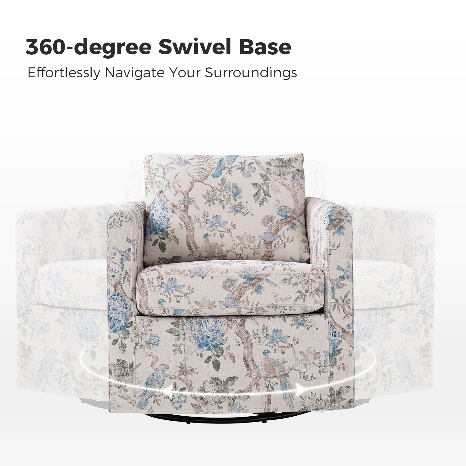 Armando Slipcovered Swivel Chair in Bird - Image 3