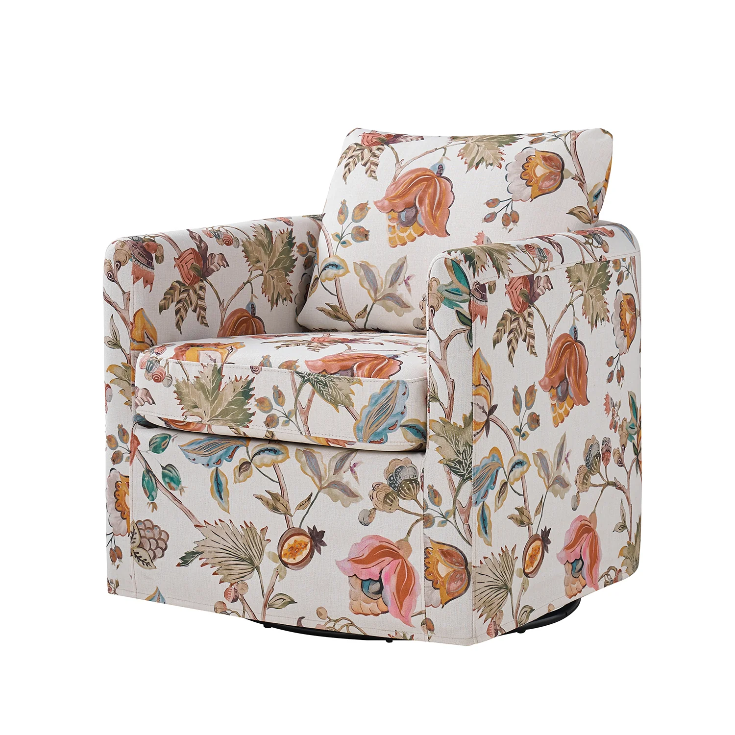 Armando Slipcovered Swivel Chair in Floral - Image 2