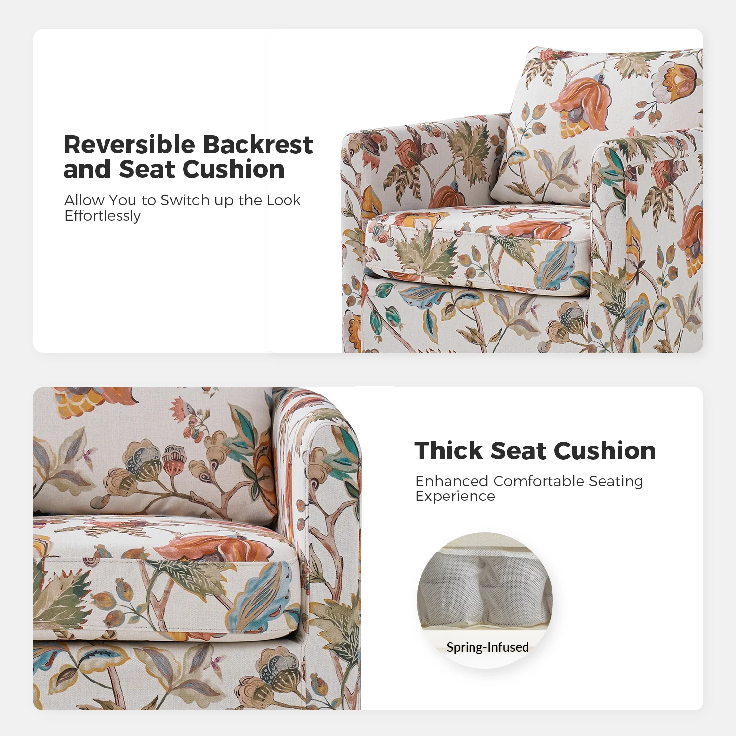 Armando Slipcovered Swivel Chair in Floral - Image 6