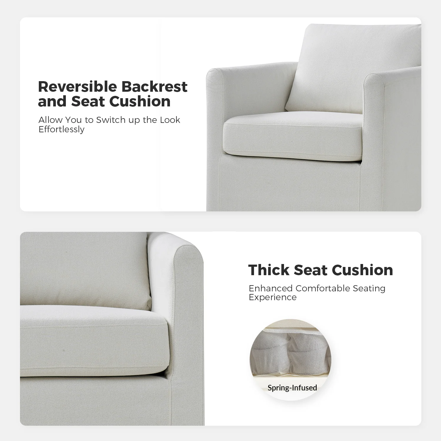 Asser Slipcovered Swivel Chair in White - Image 6