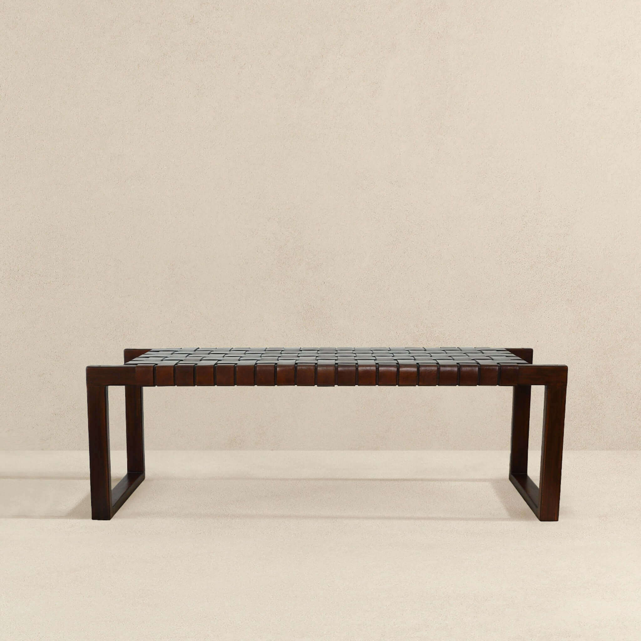 Christina Tan Leather Bench - Image 6