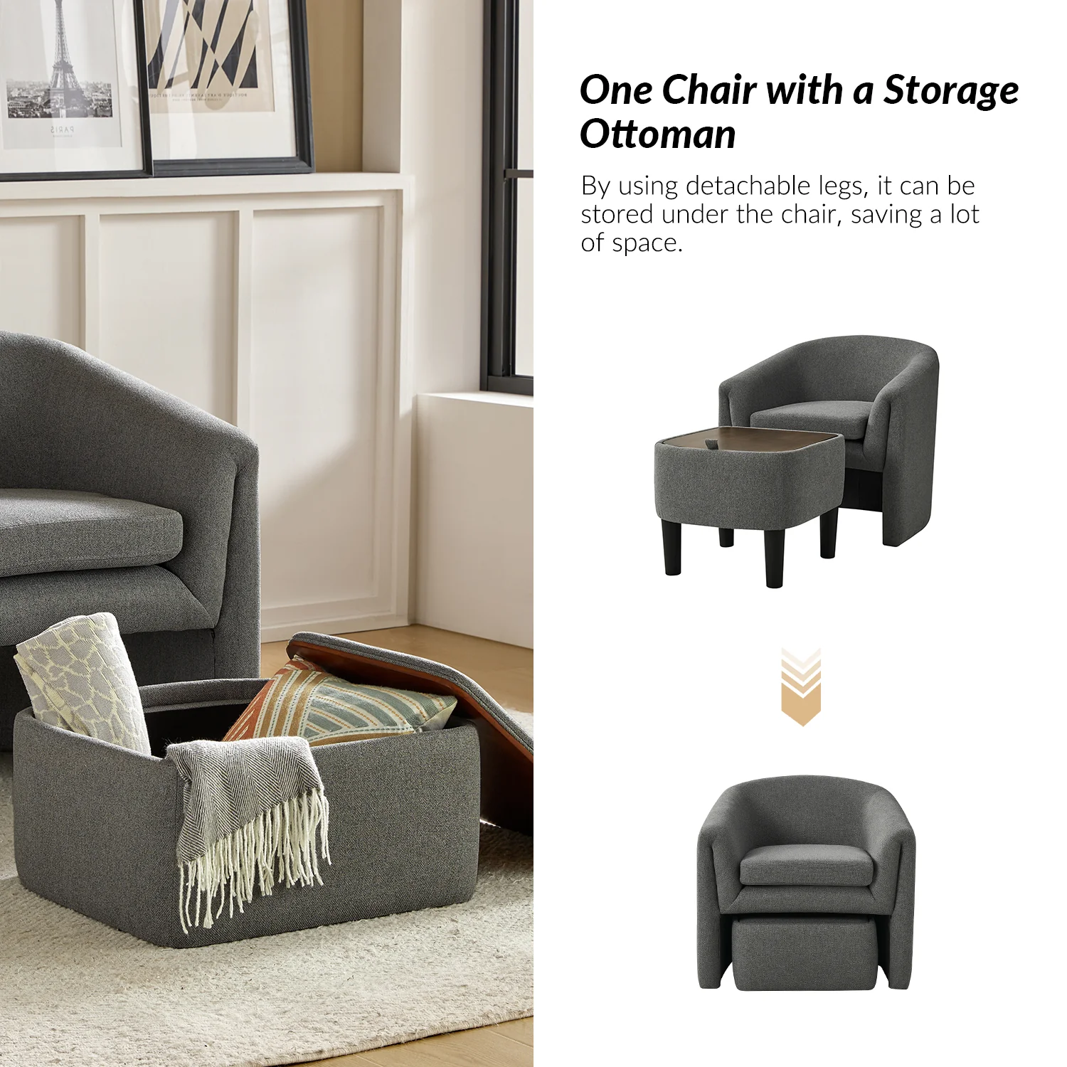Arturo Armchair in Grey - Image 3