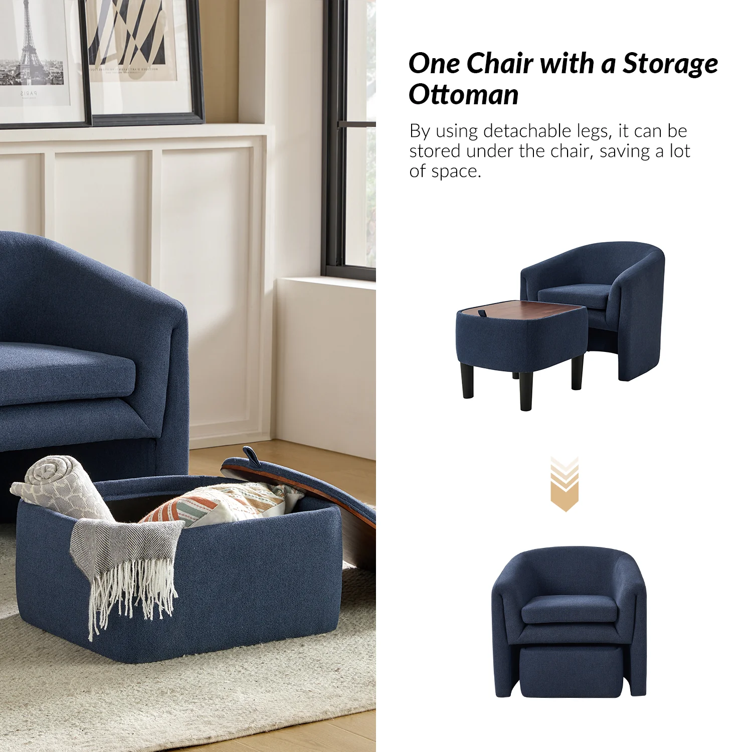 Arturo Armchair in Navy - Image 3