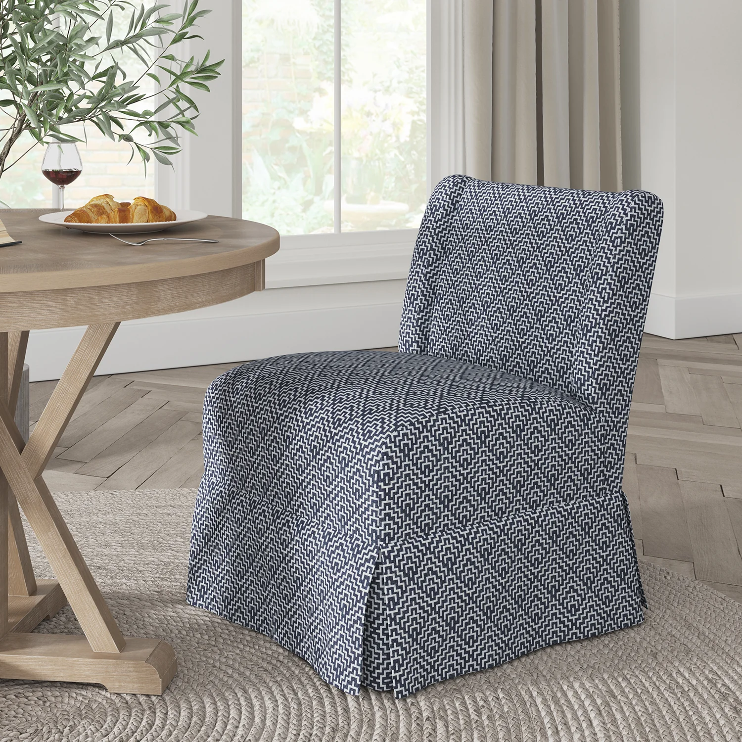 Edwin Slipcovered Chair in Geometric - Image 3