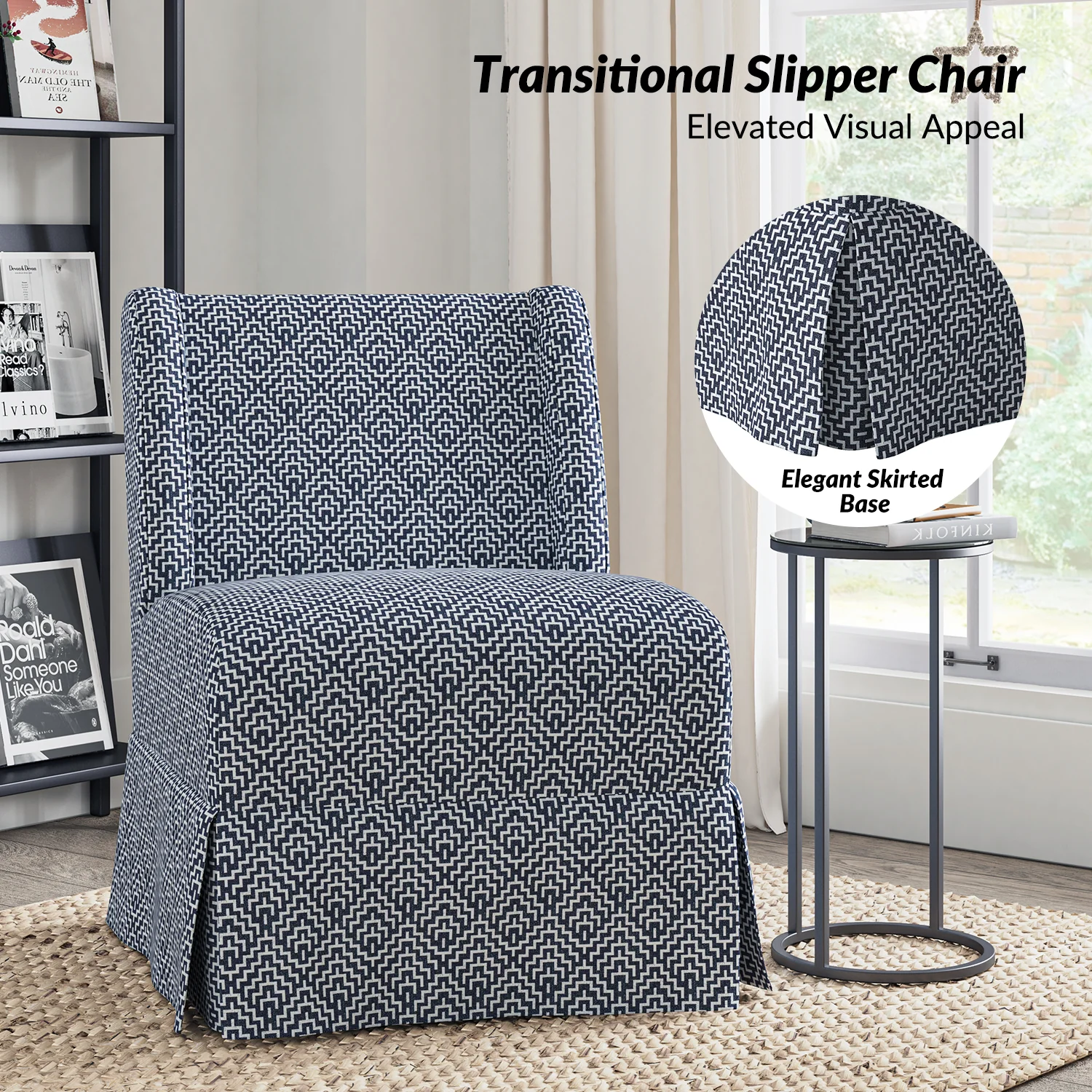 Edwin Slipcovered Chair in Geometric - Image 4