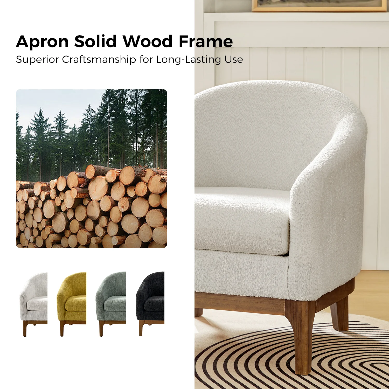 Joseph Boucle Armchair Chair in Ivory - Image 4