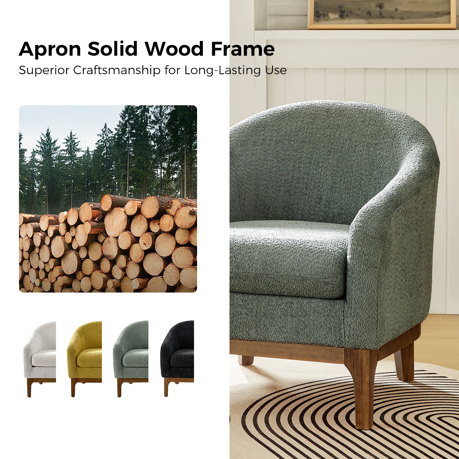 Joseph Boucle Armchair Chair in Sage - Image 4