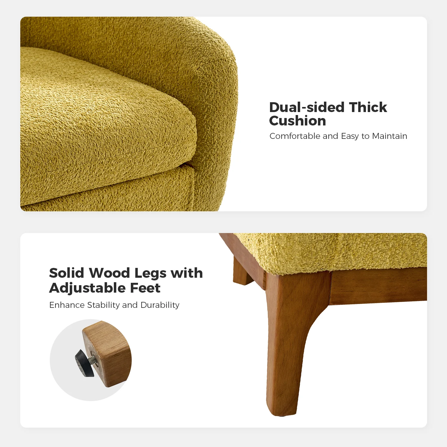 Joseph Boucle Armchair Chair in Yellow - Image 6