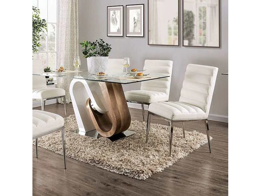 Cilegon White/Natural Tone Dining Table
