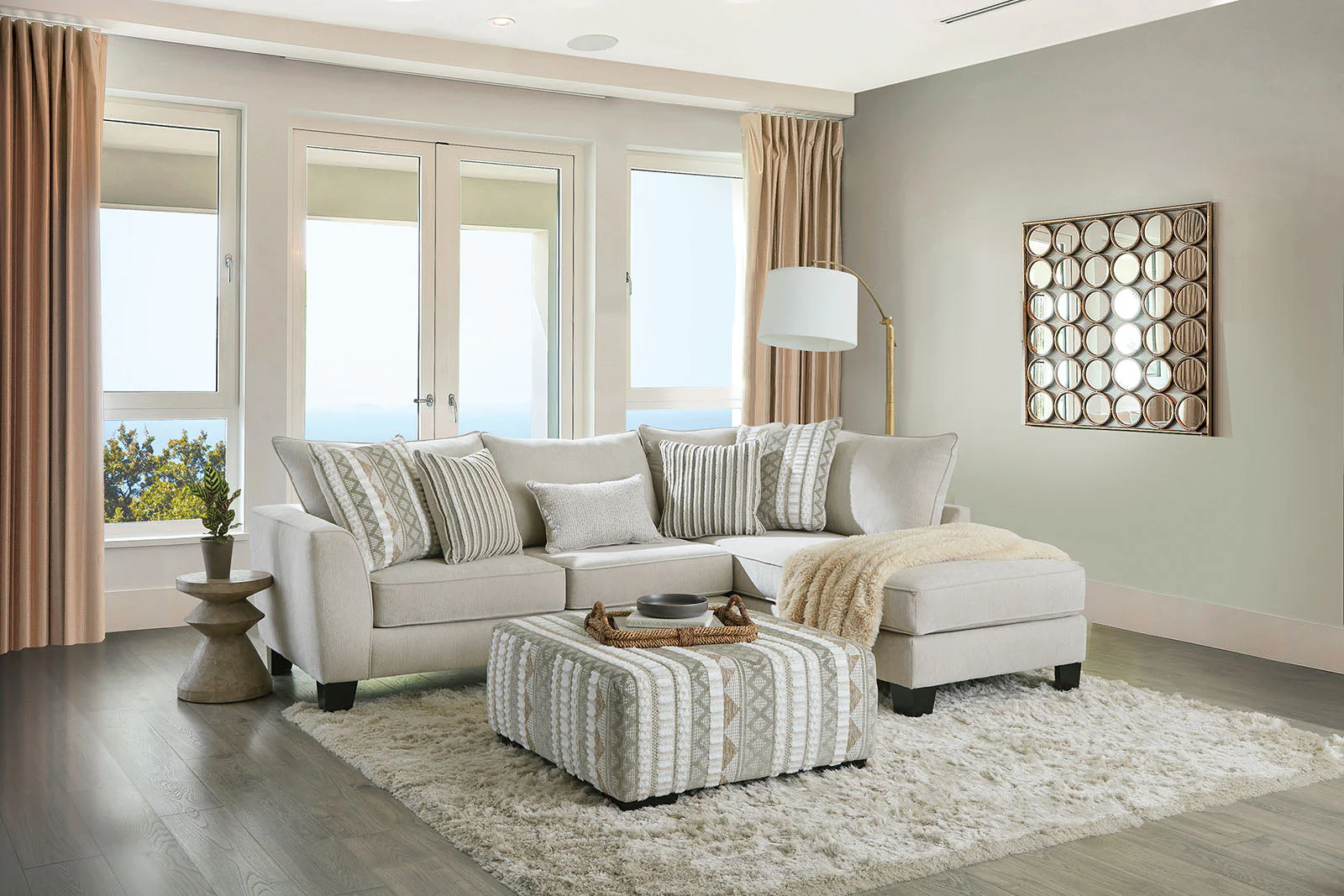 Clapham Beige/Ivory Ottoman - Image 2