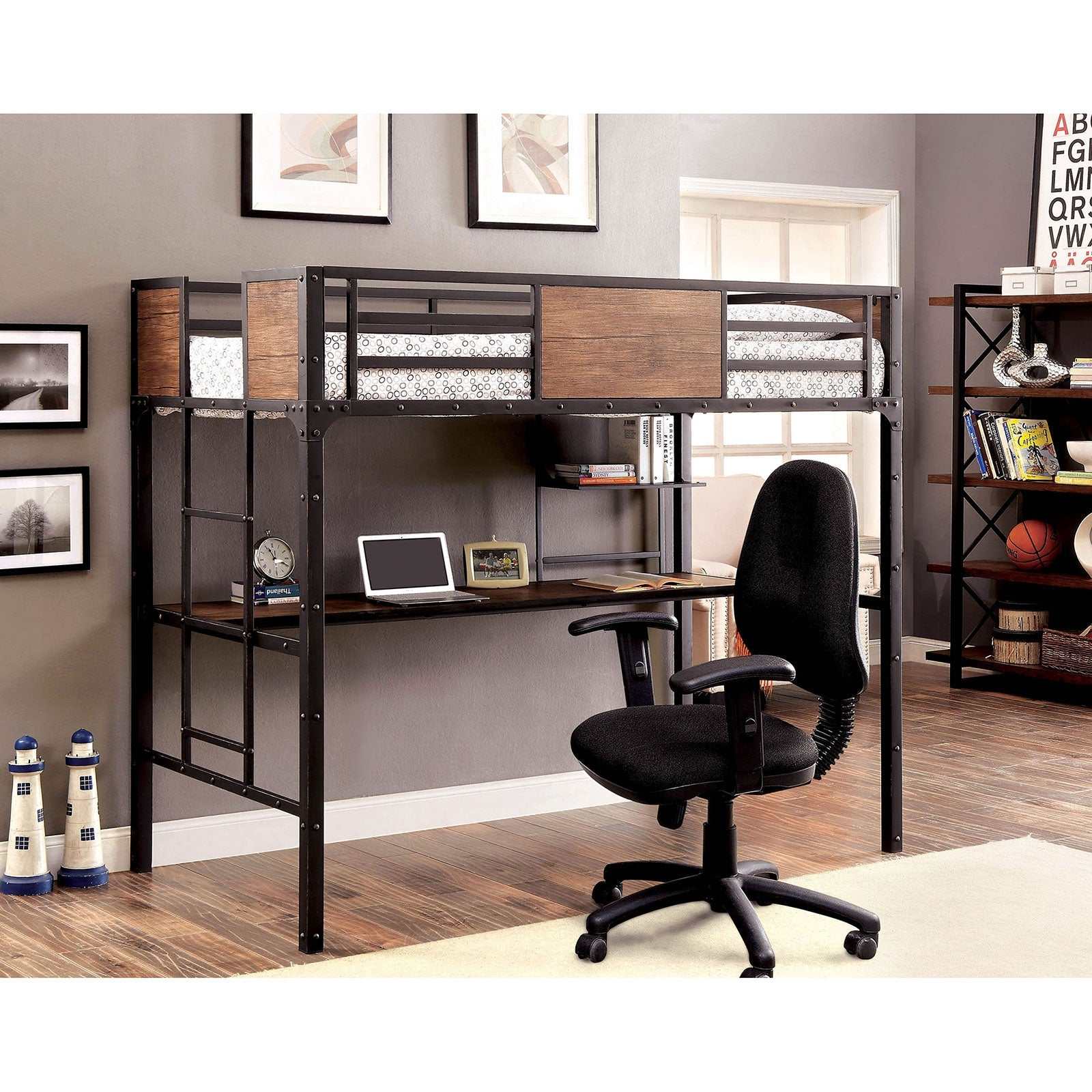 Clapton Black Twin Bed w/ Workstation - Image 2