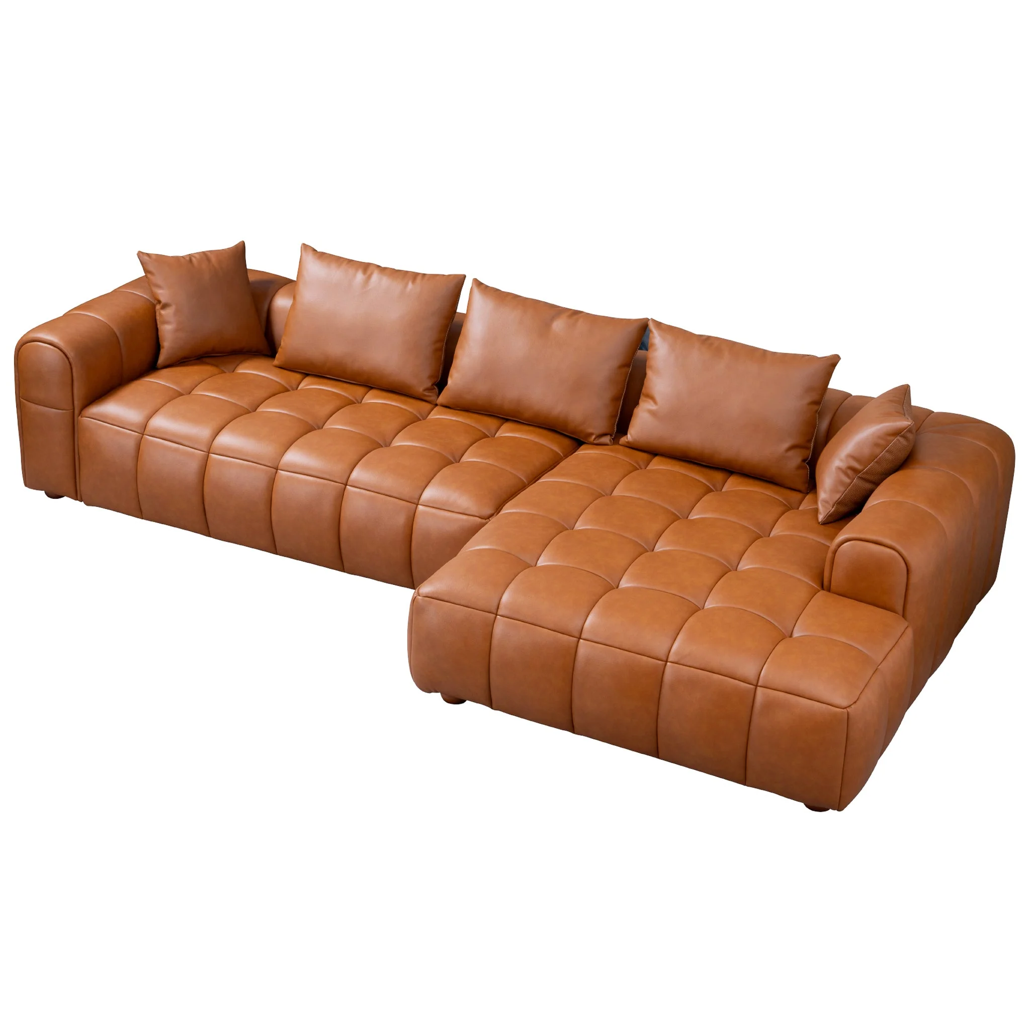 Clark Sectional Right Sofa - Cognac Leather - Image 3