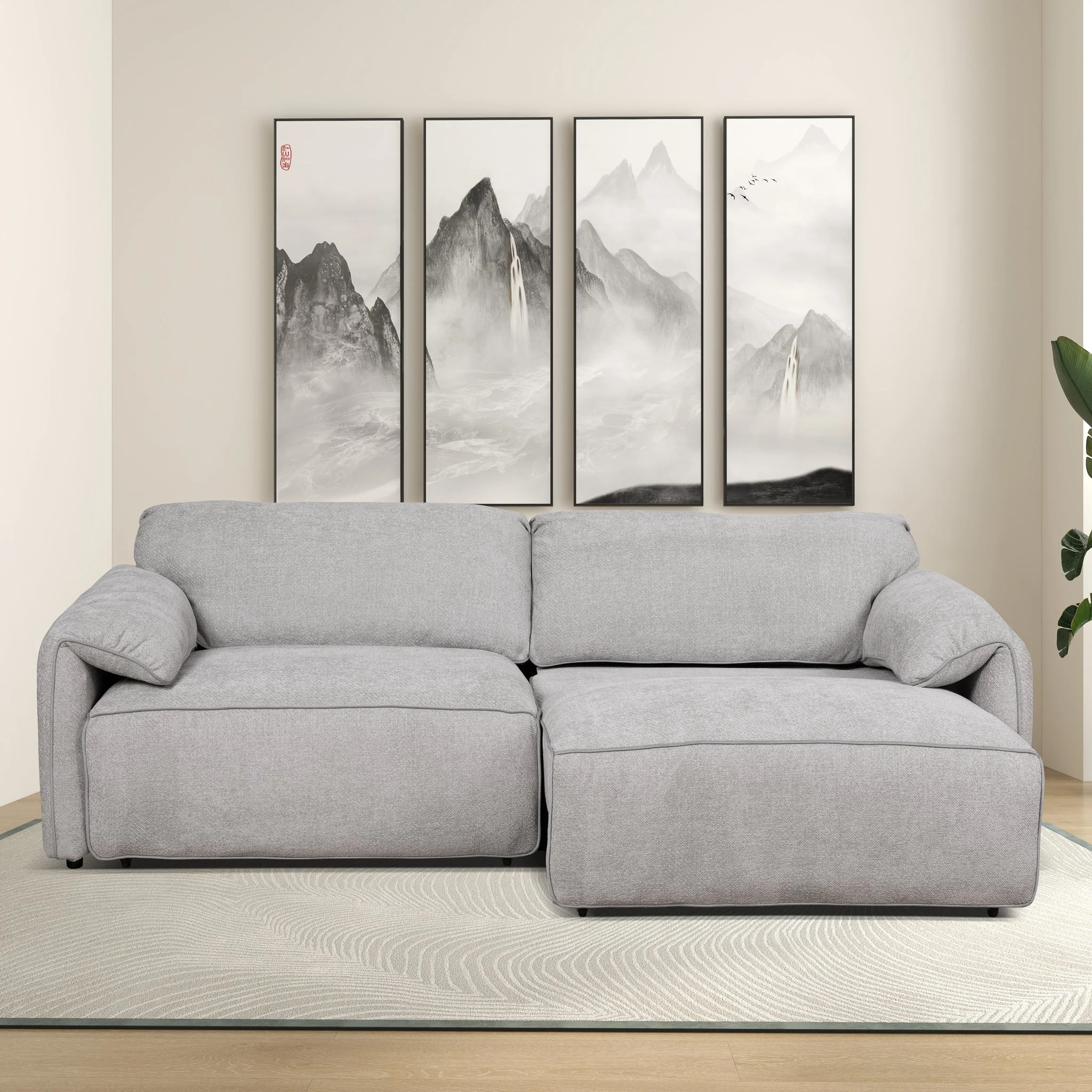 Cleveland Dual PWR Convertible Sofa - Silver Linen - Image 3