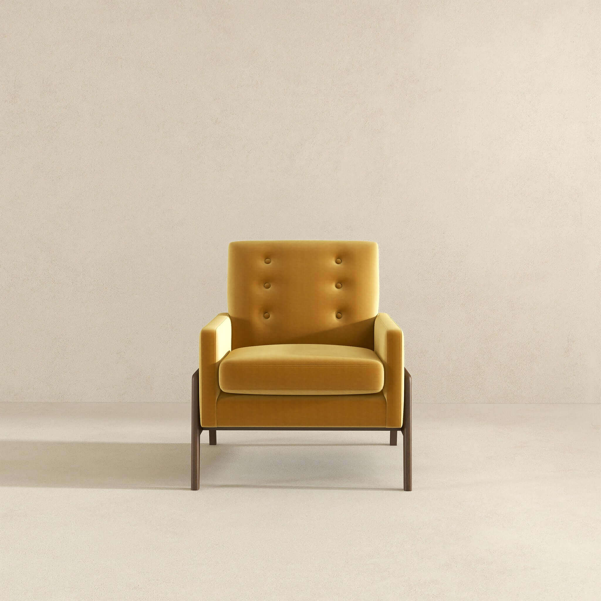 Cole Solid Wood Dark Yellow Velvet Lounge Chair - Image 5