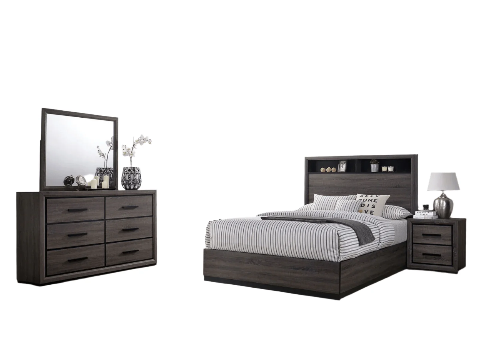 Conwy Gray 5 Pc. Queen Bedroom Set w/ 2NS