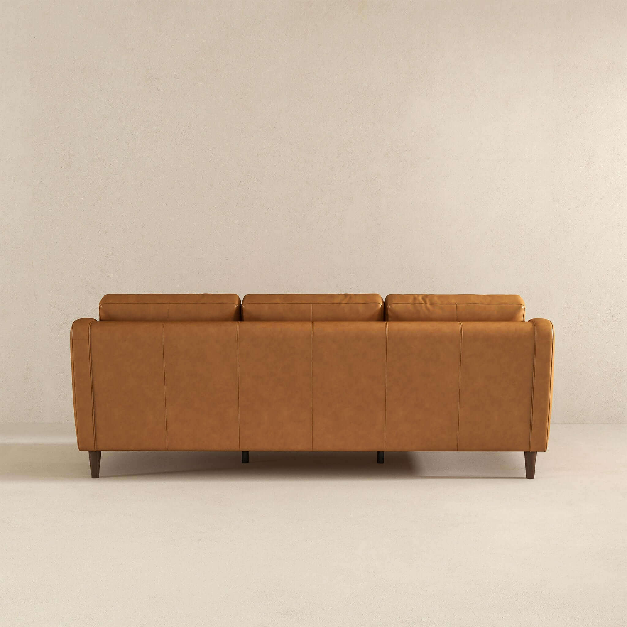 Cooper Mid Century Modern Tan Leather Sofa - Image 6