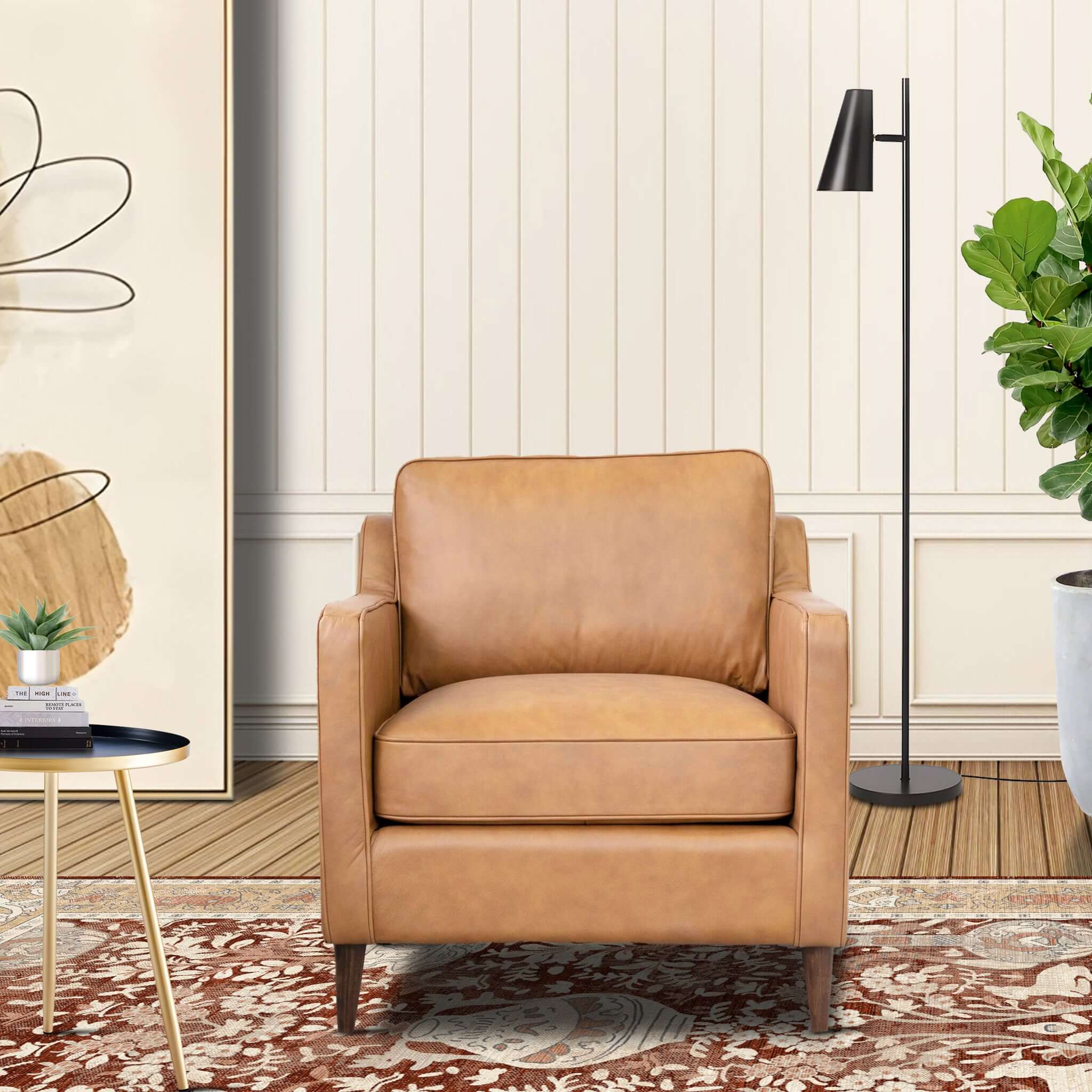 Cooper Tan Leather Lounge Chair - Image 3