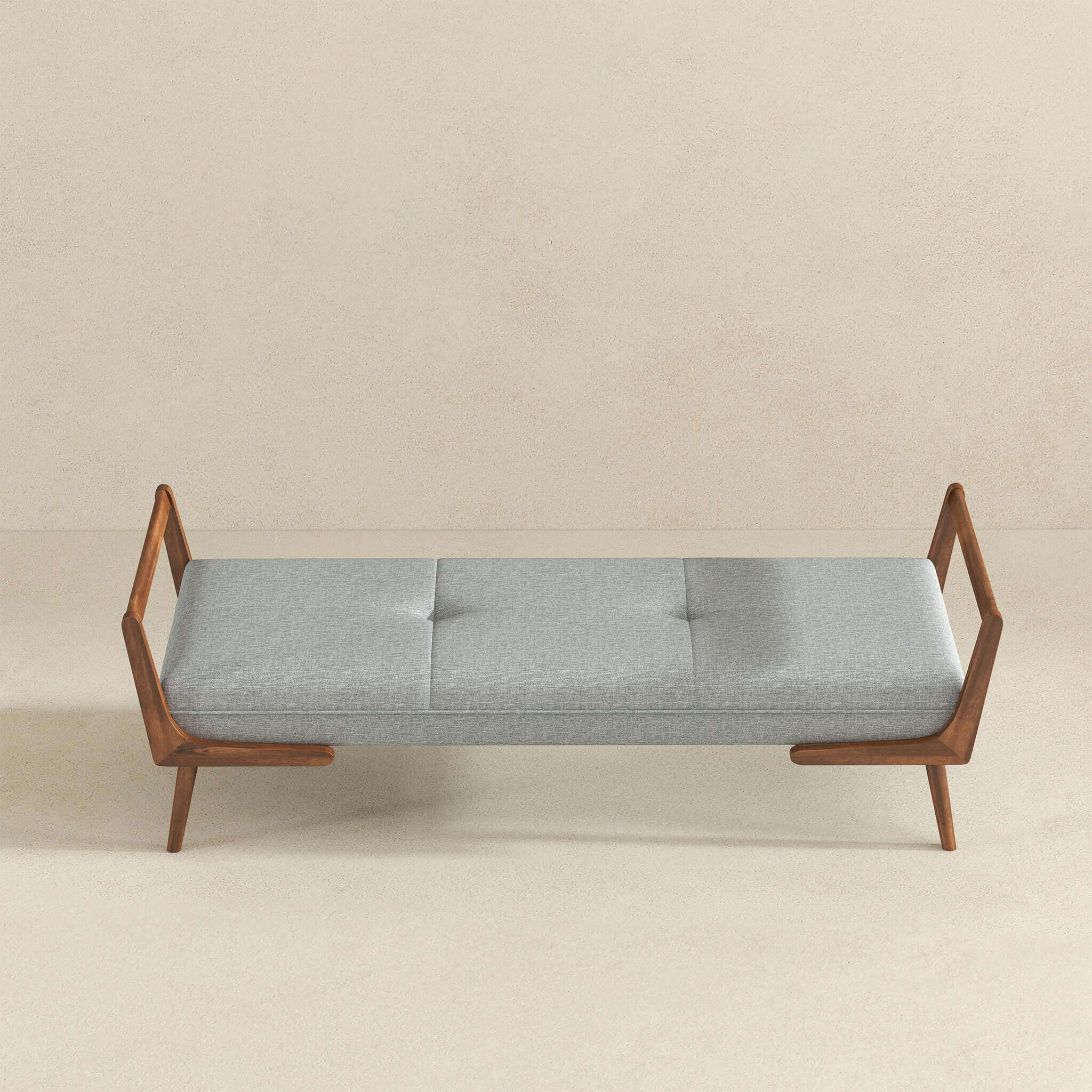 Cora Mid Century Modern Grey Fabric Bench - Image 8