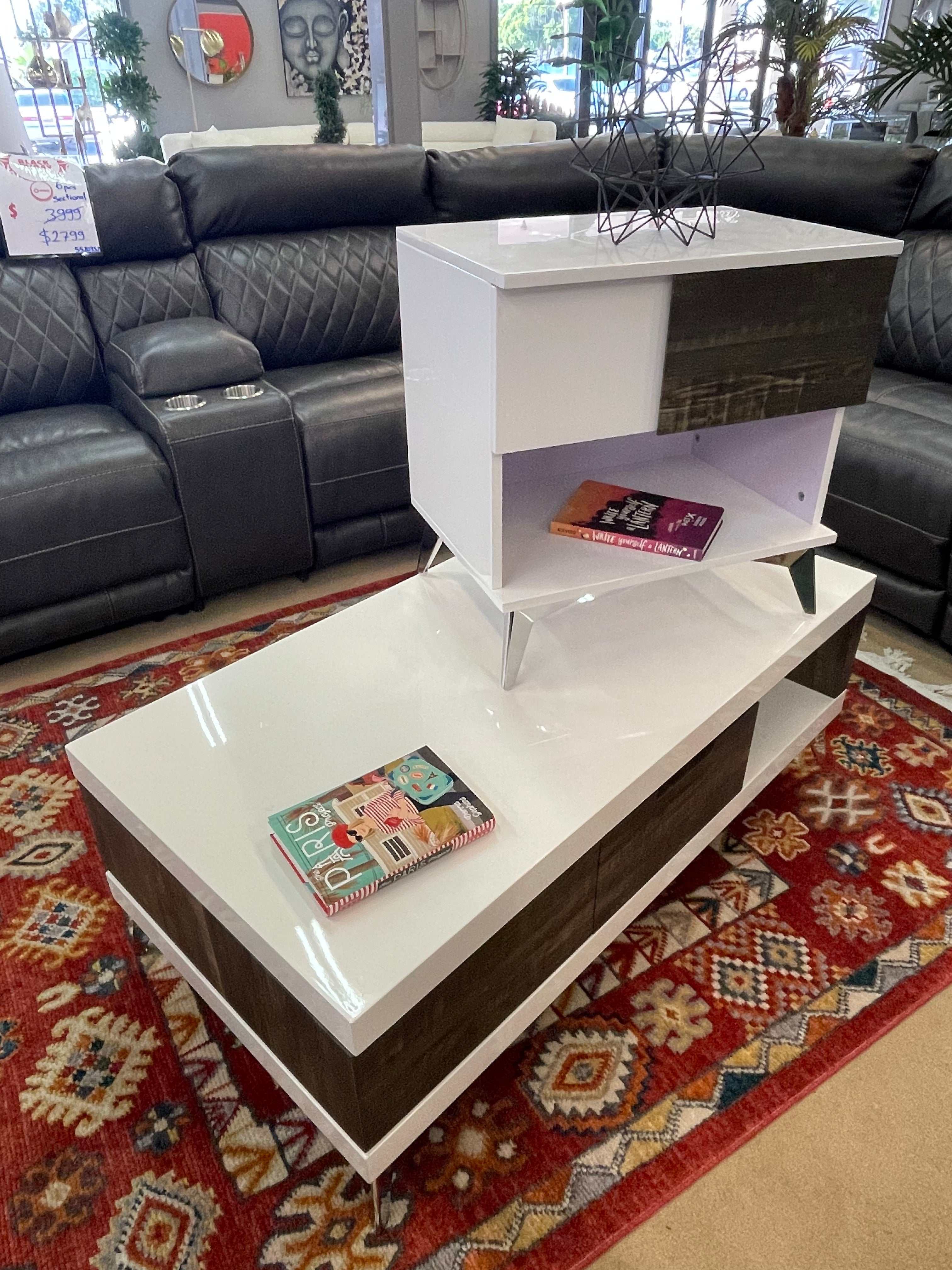 Corinne White & Dark Oak End Table - Image 4