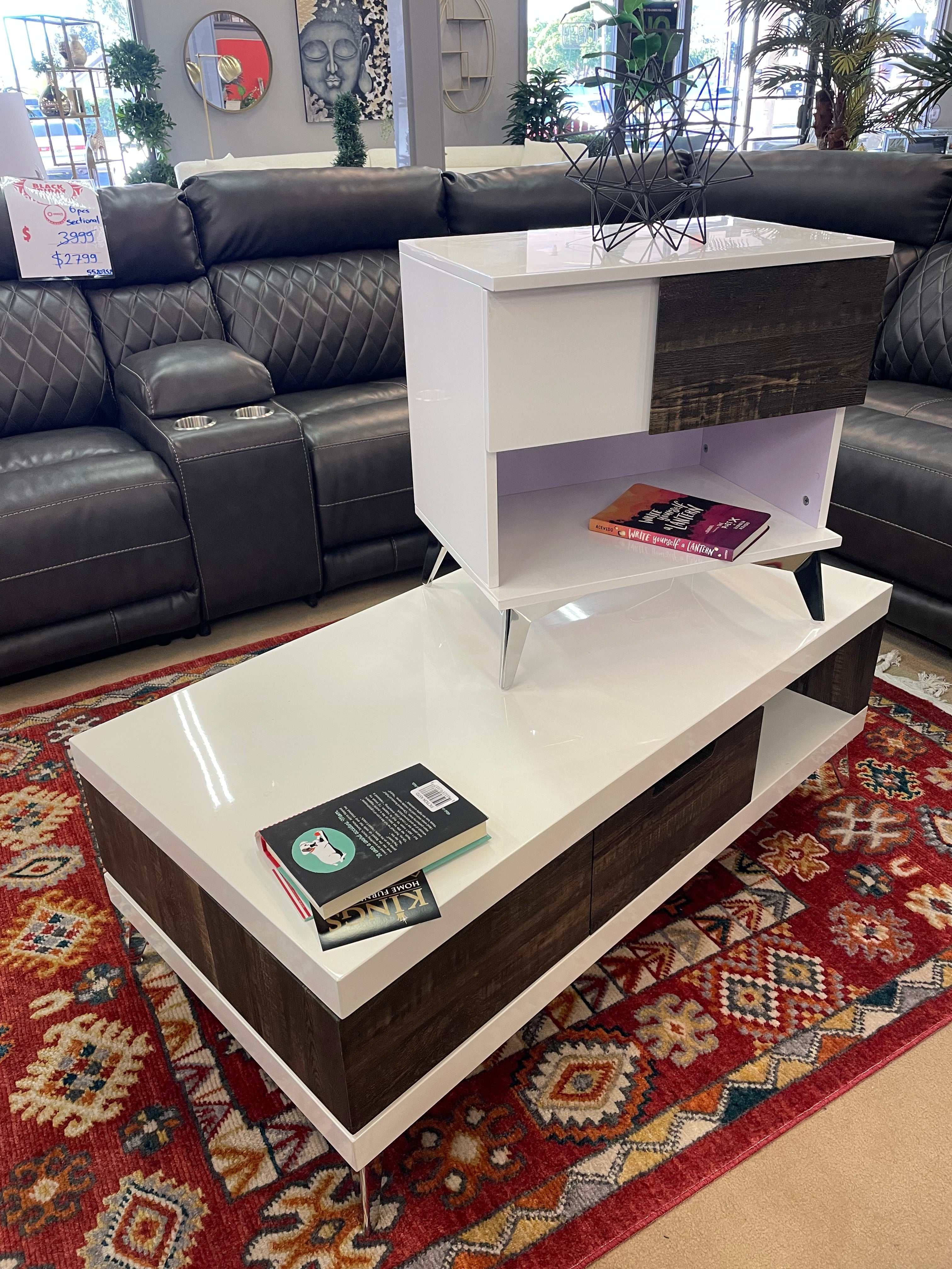 Corinne White & Dark Oak End Table - Image 6