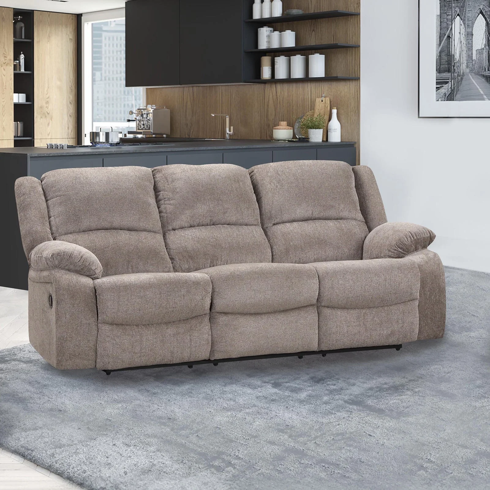 Cosimo Mocha 3 Piece Reclining Living Room Set - Image 4