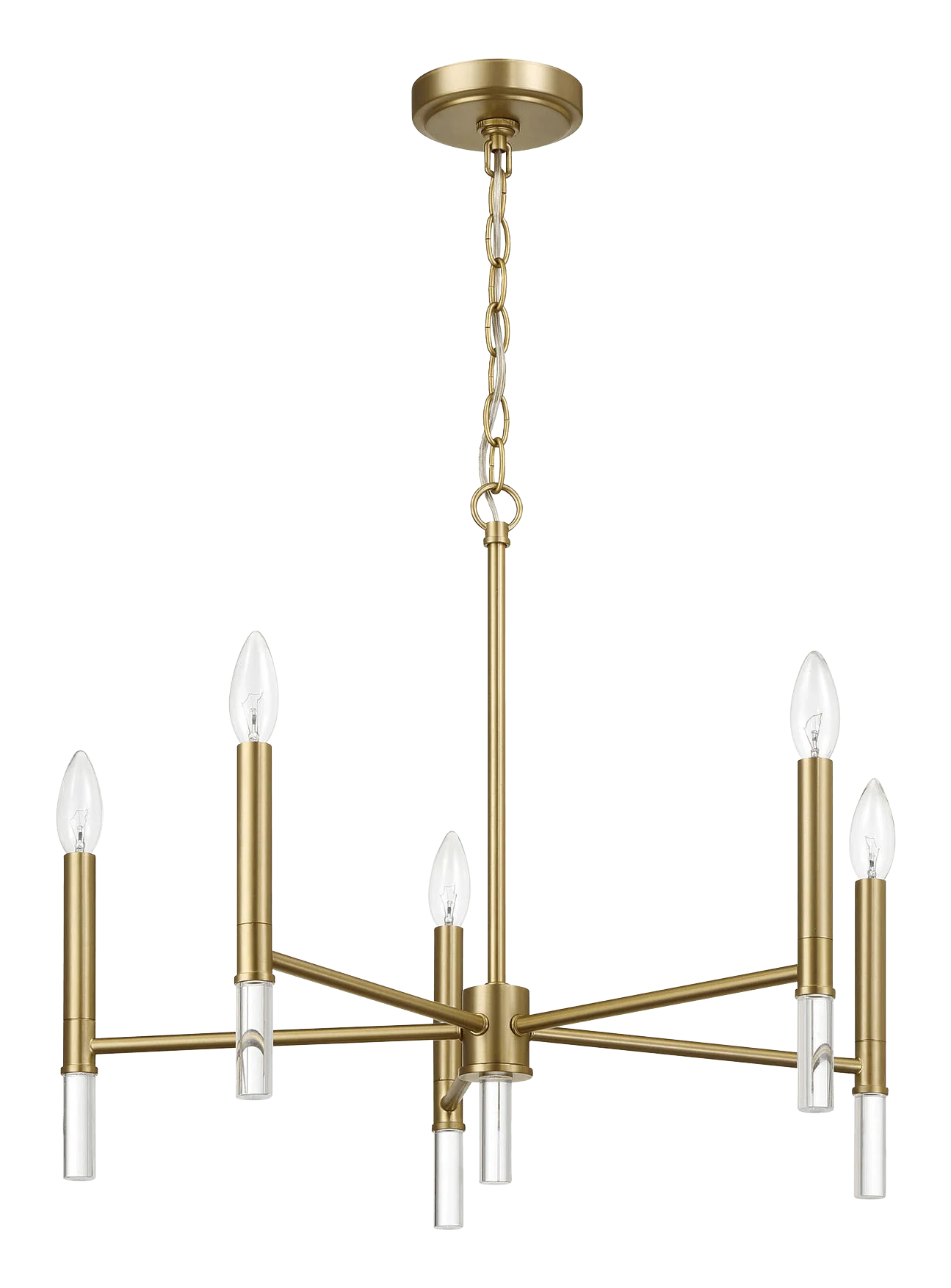 Courtyard Five Light Golden Brass Candle Light Chandelier 24"W × 17.75"H - Image 2
