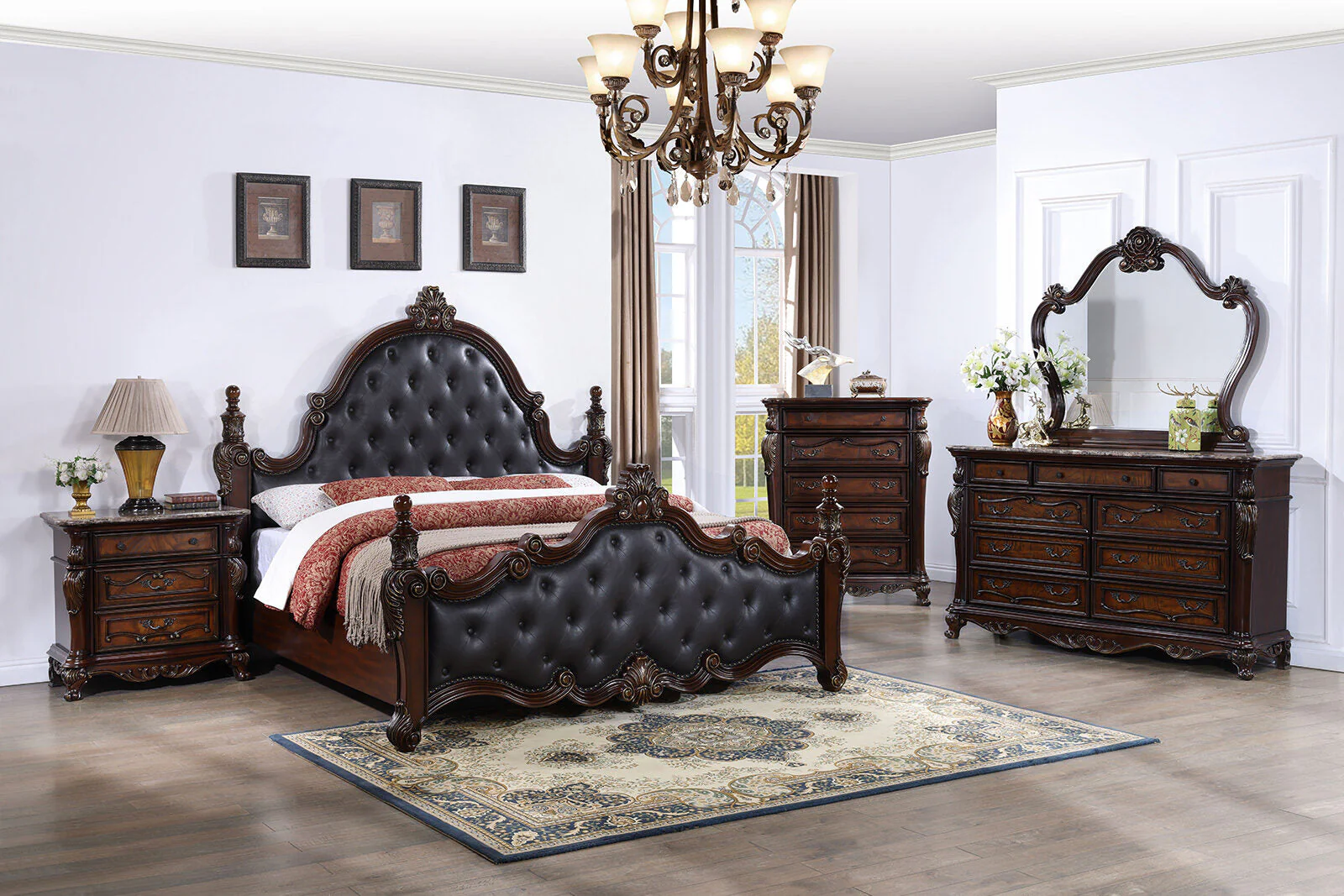Cremona Dark Cherry Queen Leatherette Bed - Image 5