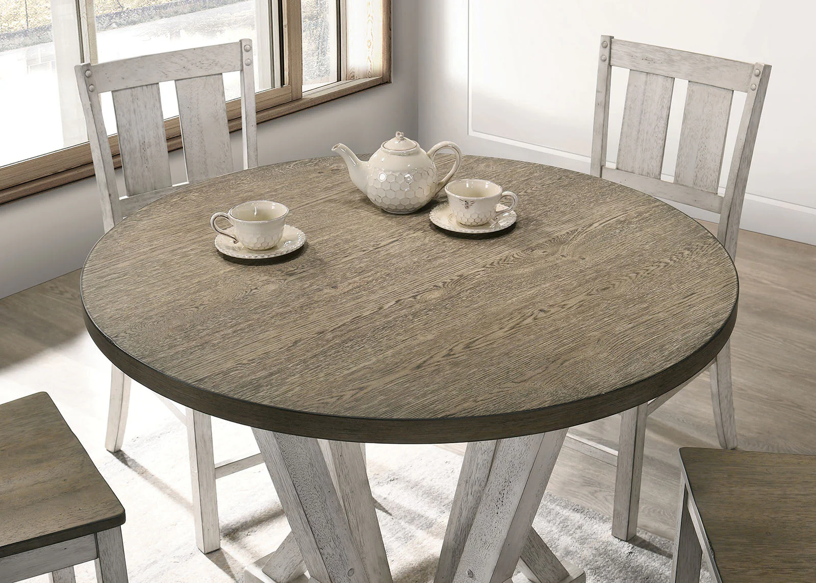 Dakota Antique White/Ash Brown 5 Pc. Round Counter Height Table Set - Image 2