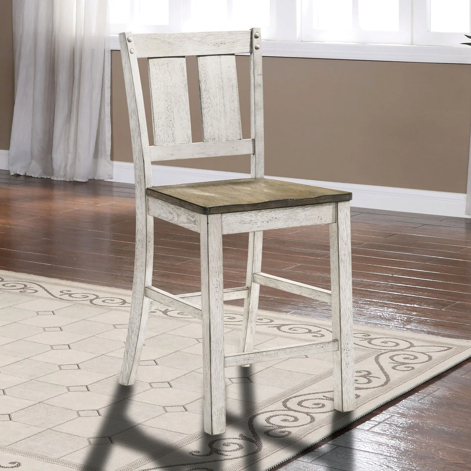 Dakota Antique White/Ash Brown 5 Pc. Round Counter Height Table Set - Image 4