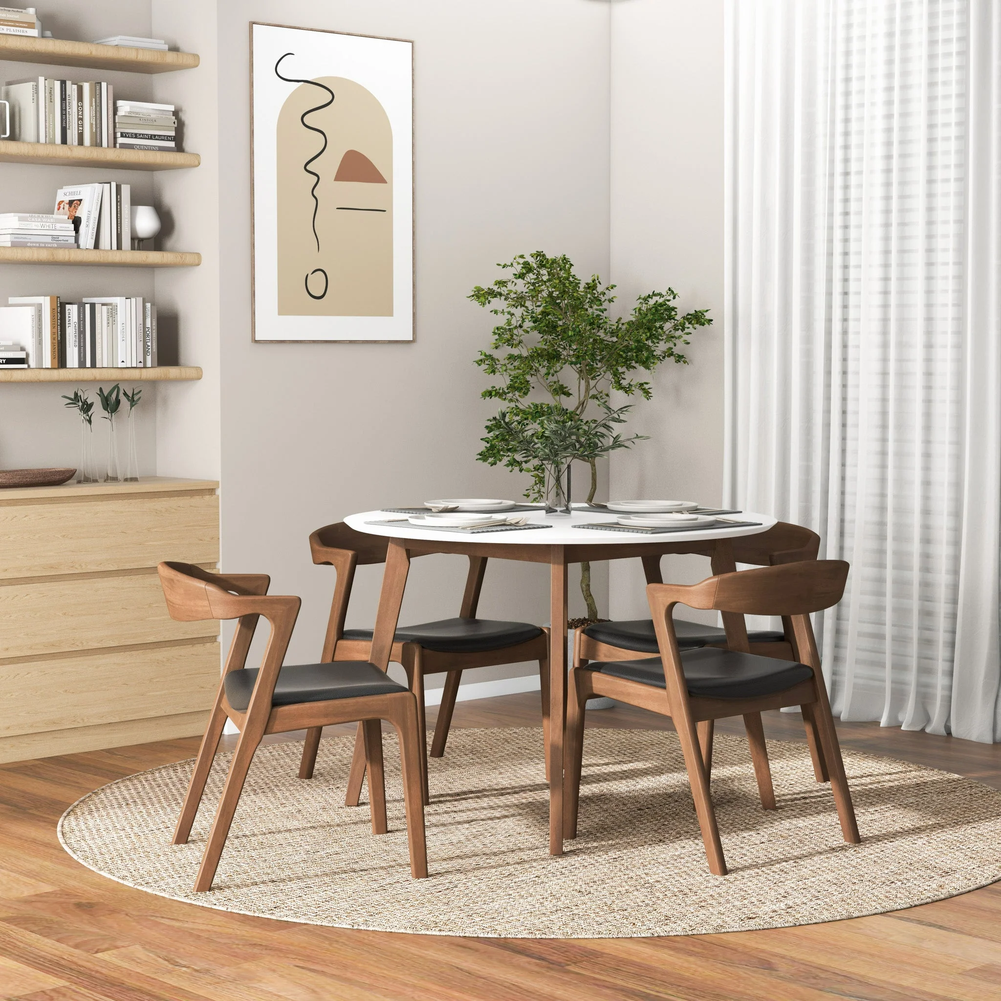 Dakota Solid Wood Black Leather Dining Chair (Set Of 2) - Image 3