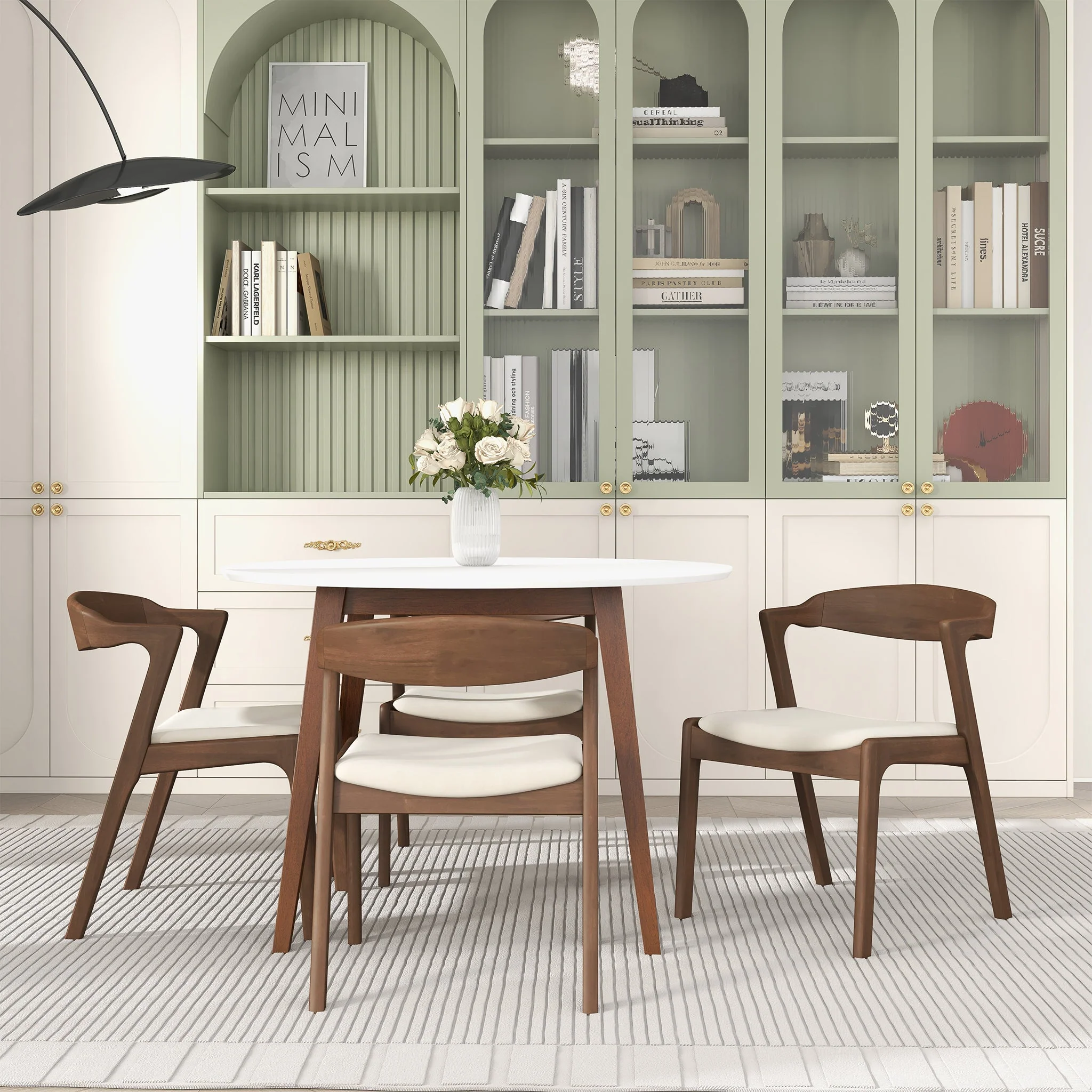 Dakota Solid Wood Cream Velvet Dining Chair (Set Of 2) - Image 2