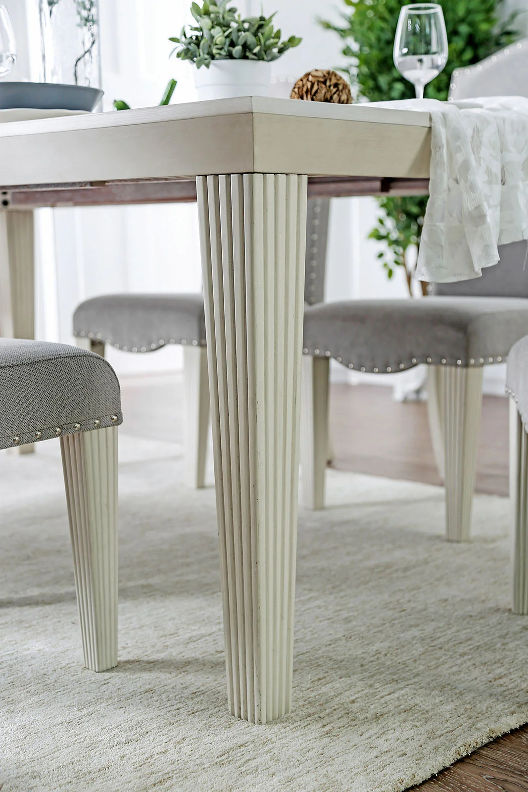 Daniella Antique White/Gray 7 Pc. Dining Room Set - Image 4