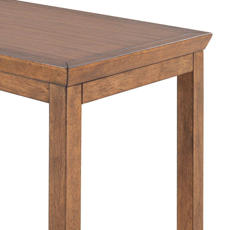 Daventry Walnut/Beige Sofa Table w/ 3 Backless Counter Ht Stools - Image 4