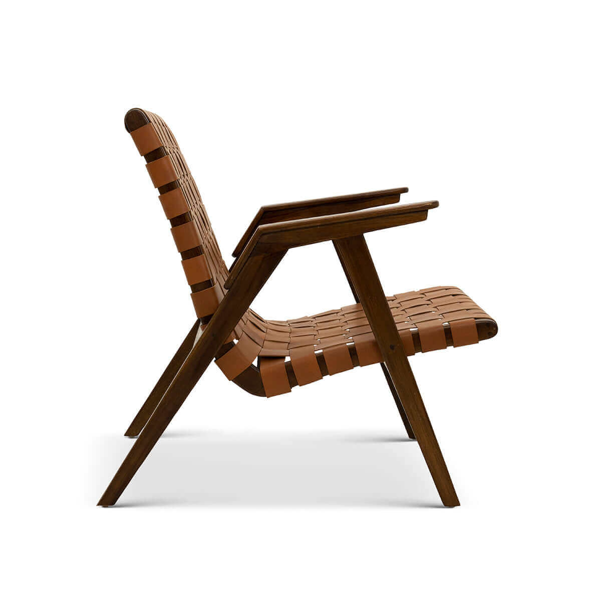 David Genuine Leather Teak Lounge Chair - Image 3